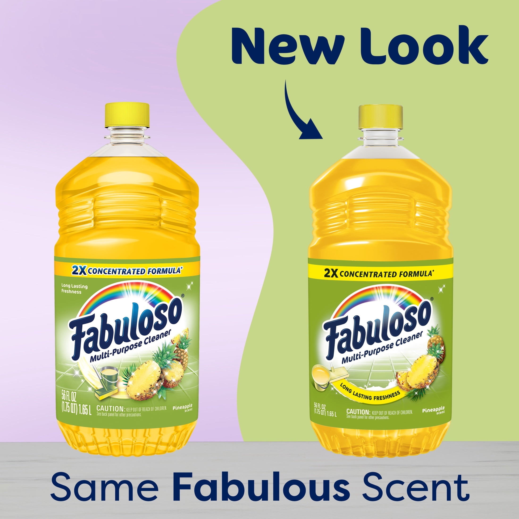 Fabuloso 2X Multi-Purpose Cleaner - No Rinse Floor Cleaner, Long-Lasting Freshness, Pineapple Scent, 56 fl oz