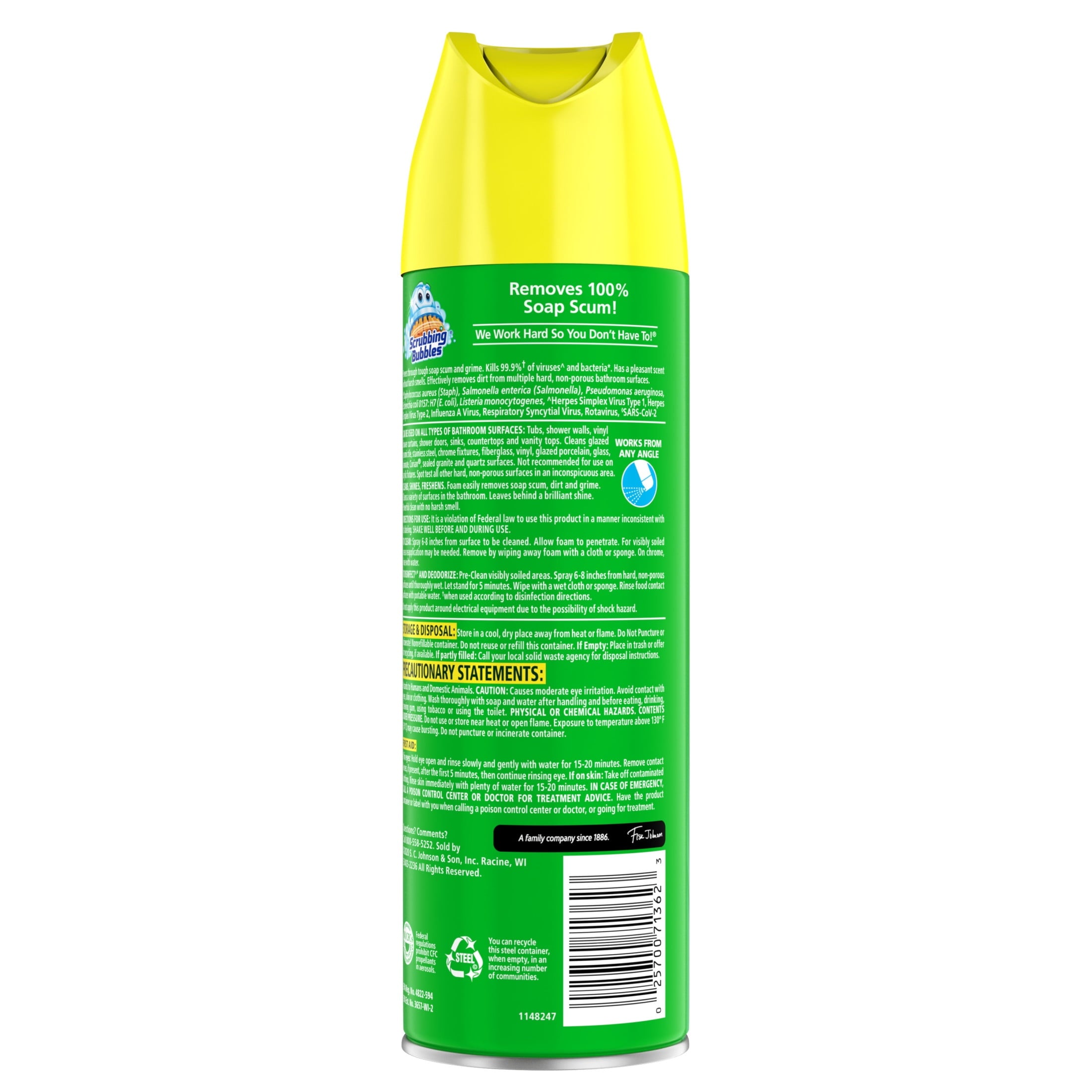 Scrubbing Bubbles Disinfectant Bathroom Shower & Tub Cleaner Grime Fighter Aerosol Spray - Citrus, 20 oz
