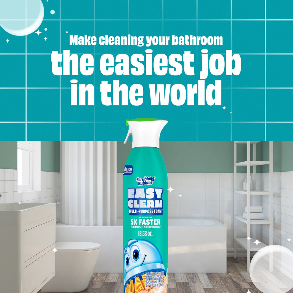 Scrubbing Bubbles Easy Clean Multi-Purpose Bathroom Shower & Tub Cleaner and All-Purpose Cleaner - Aerosol Spray, 13.58 oz