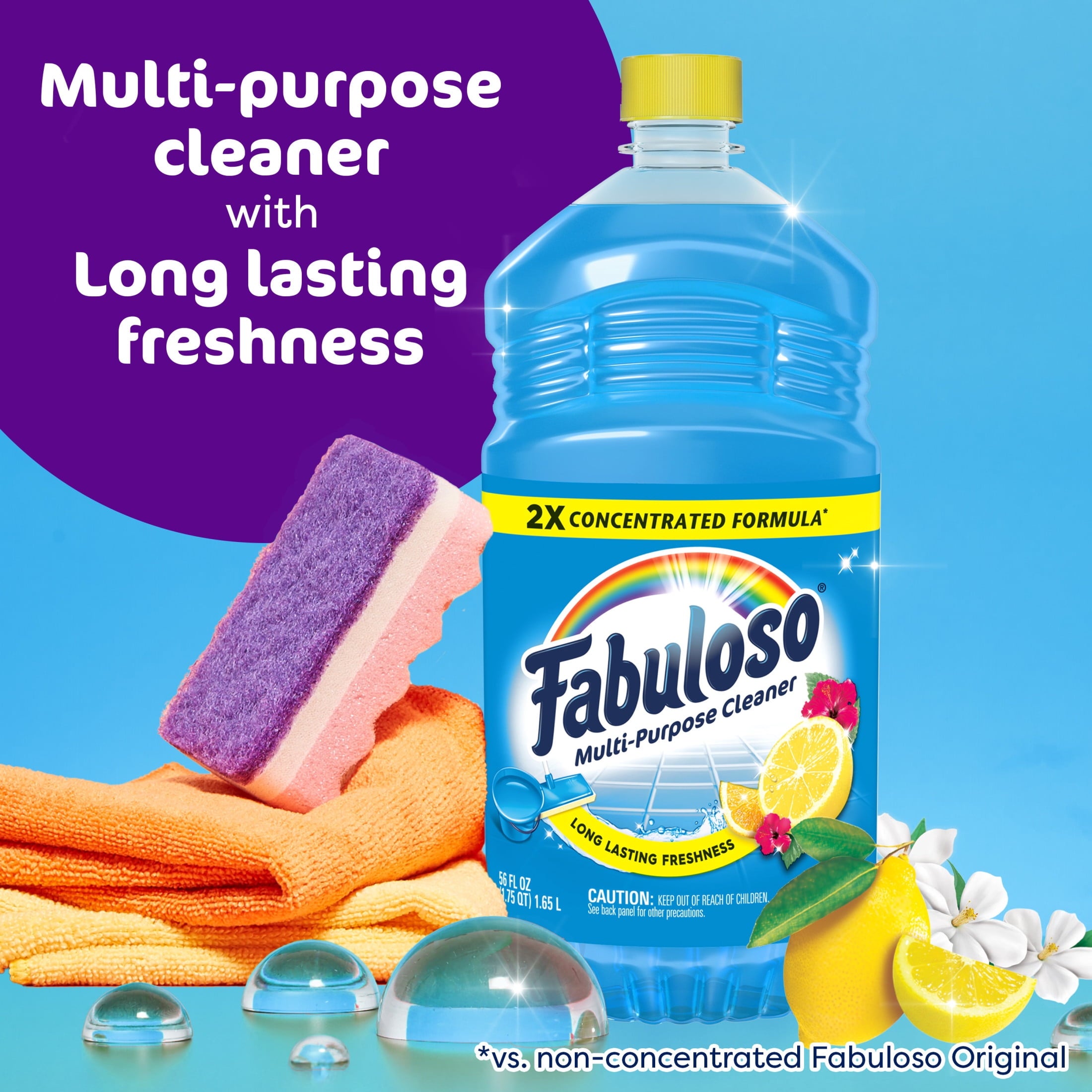 Fabuloso 2X Multi-Purpose Cleaner - No Rinse Floor Cleaner, Tropical Spring Scent, 56 fl oz