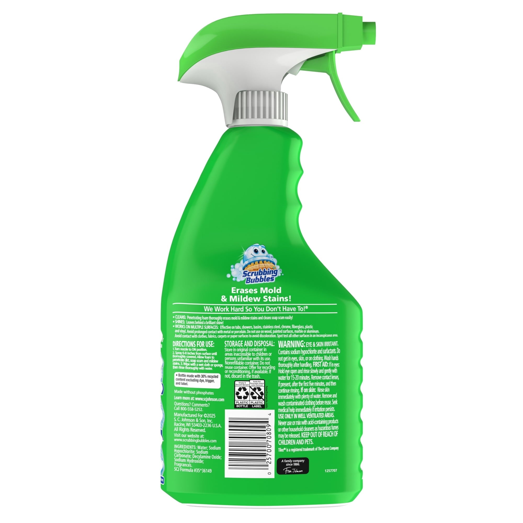 Scrubbing Bubbles Foaming Bleach Bathroom Shower & Tub Cleaner Spray - Mold & Mildew Stain Remover, 32 oz (4 pack)