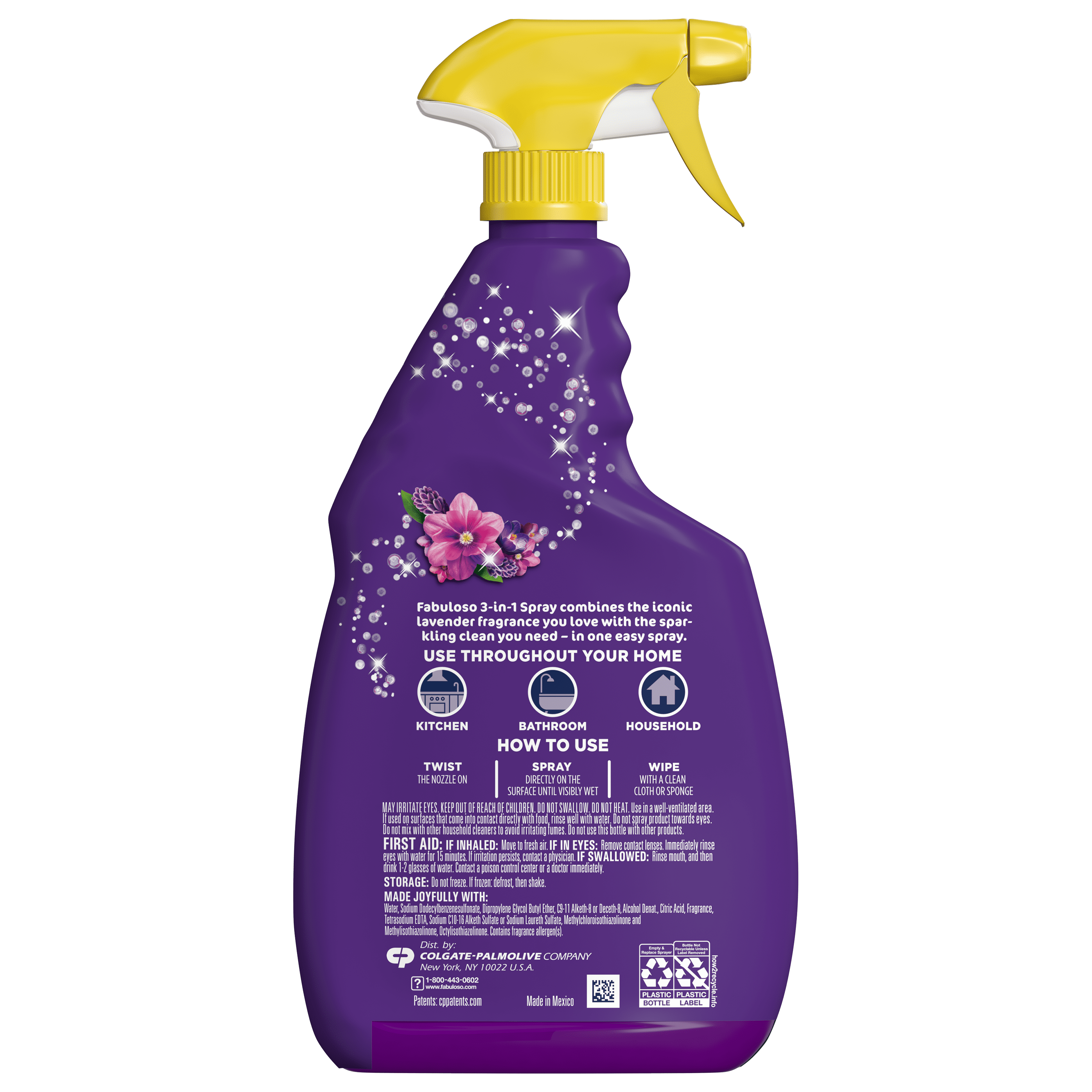 Fabuloso 3-in-1 Clean Spray - Multi-Purpose Cleaner, Lavender Scent, 25.3 fl oz