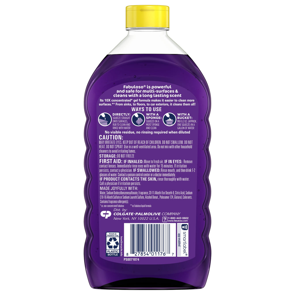 Fabuloso 10X Concentrated Gel - Multi-Purpose Cleaner, Toilet Cleaner, Floor Cleaner, Lavender Scent, 12 fl oz Bottle