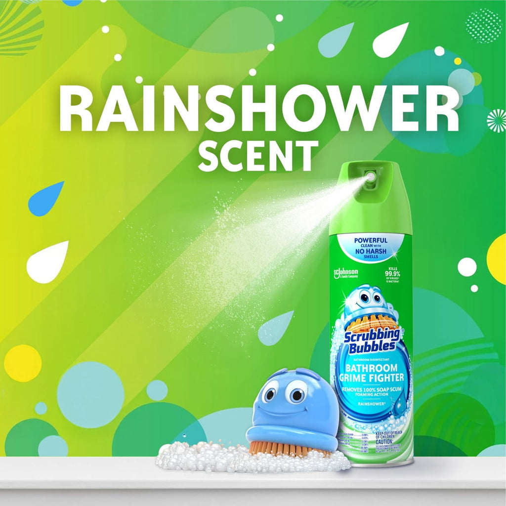 Scrubbing Bubbles Bathroom Cleaner Disinfectant Spray Grime Fighter Aerosol - Rainshower - 20oz