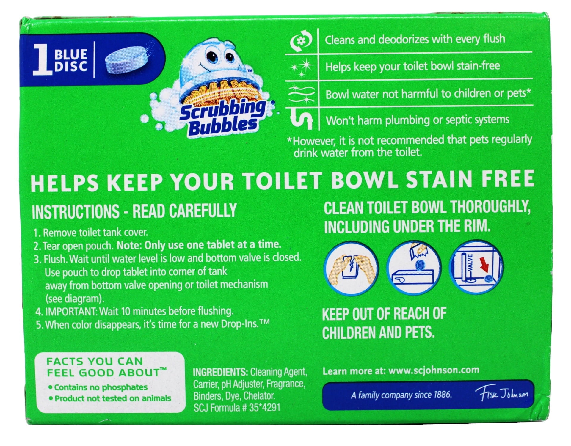 Scrubbing Bubbles Continuous Clean Drop-Ins - One Toilet Bowl Cleaner Tablet Lasts Up to 4 Weeks - 1 Blue Disc, 1.7 oz, - 2 Pack