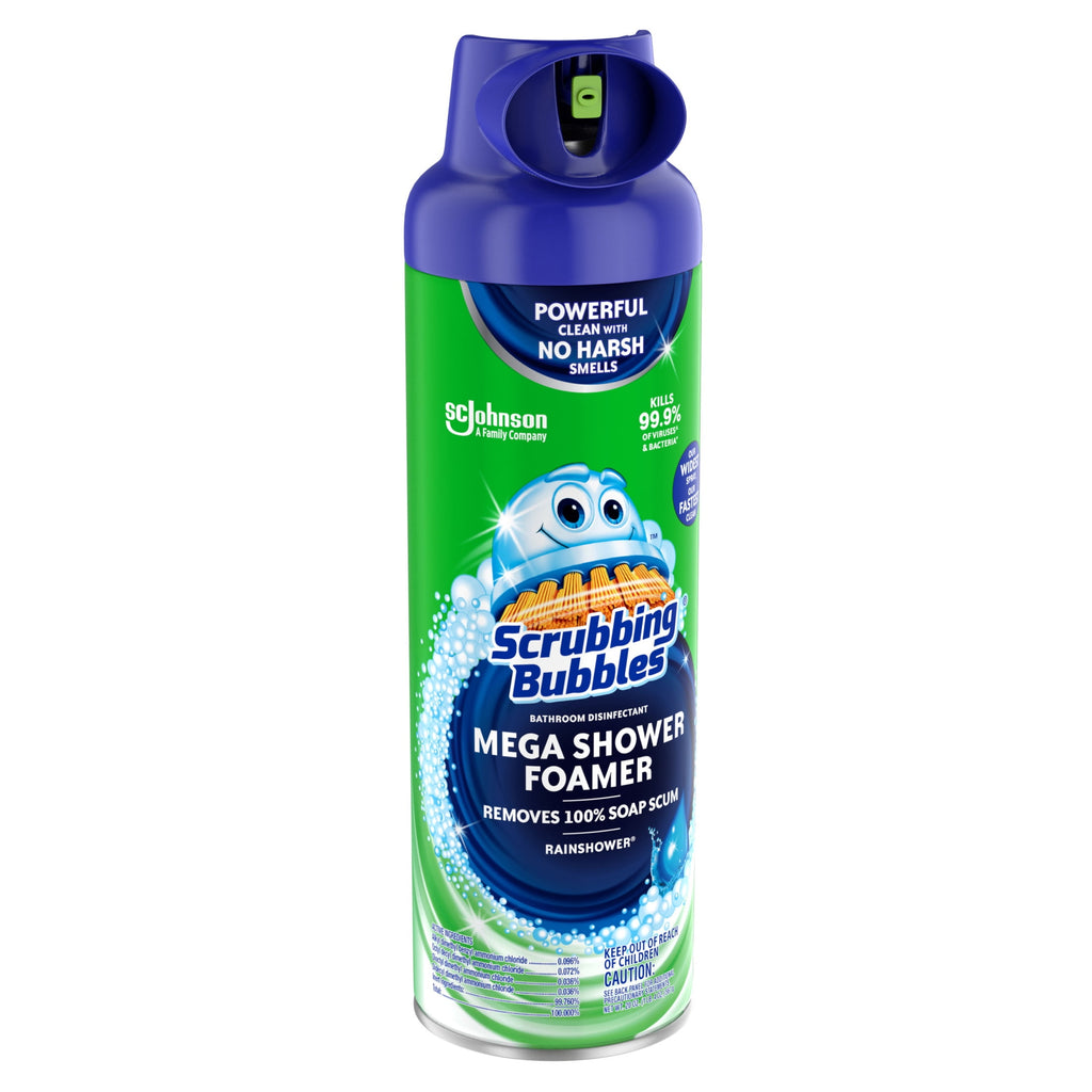 Scrubbing Bubbles Mega Shower Foamer Aerosol - Tough Foaming Bathroom, Tile, Shower & Tub Disinfectant Cleaner, Rainshower, 20 oz