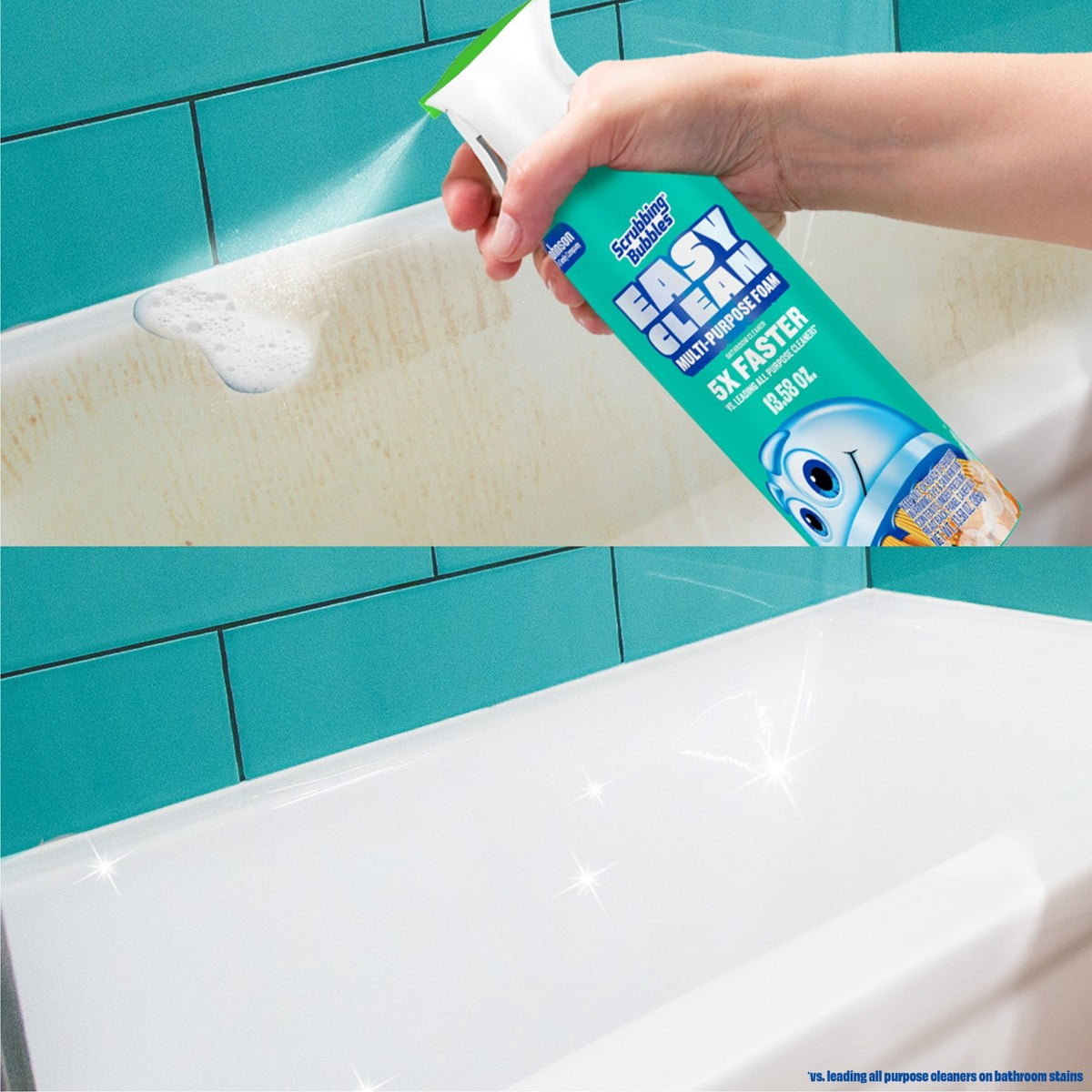 Scrubbing Bubbles Easy Clean Multi-Purpose Bathroom Foam Cleaner Aerosol - 13.58oz: Phosphorus-Free - For Shower and Toilet, Chrome and Porcelain Safe
