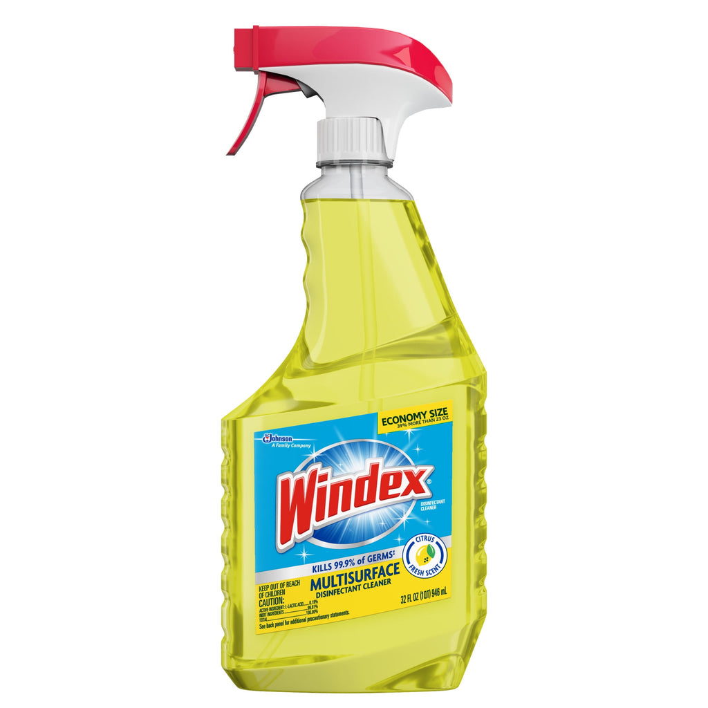 Windex Multi-Surface - Disinfectant, and All-Purpose Cleaner, Spray Bottle, Citrus Scent, 32 fl oz