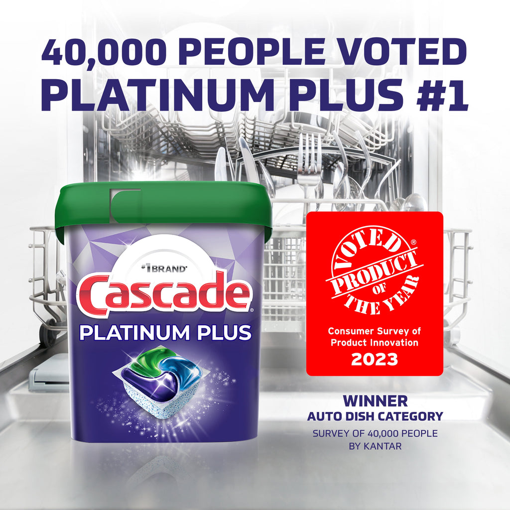 Cascade Platinum Plus Dishwasher Pods - Dish Detergent ActionPacs, Clean Lemon, 21 Count
