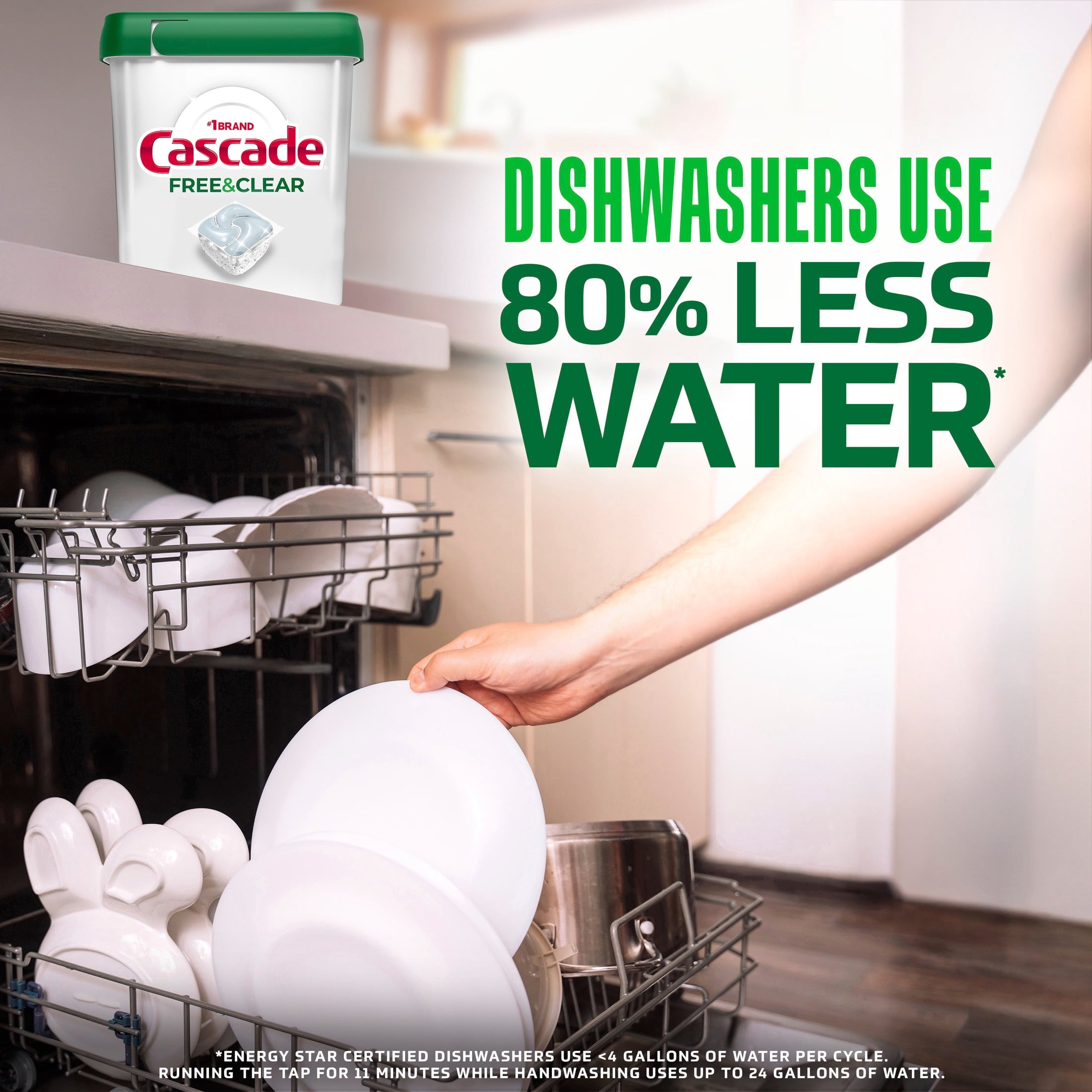 Cascade Free & Clear Dishwasher Pods - Dish Detergent Soap, Unscented, 47 Count