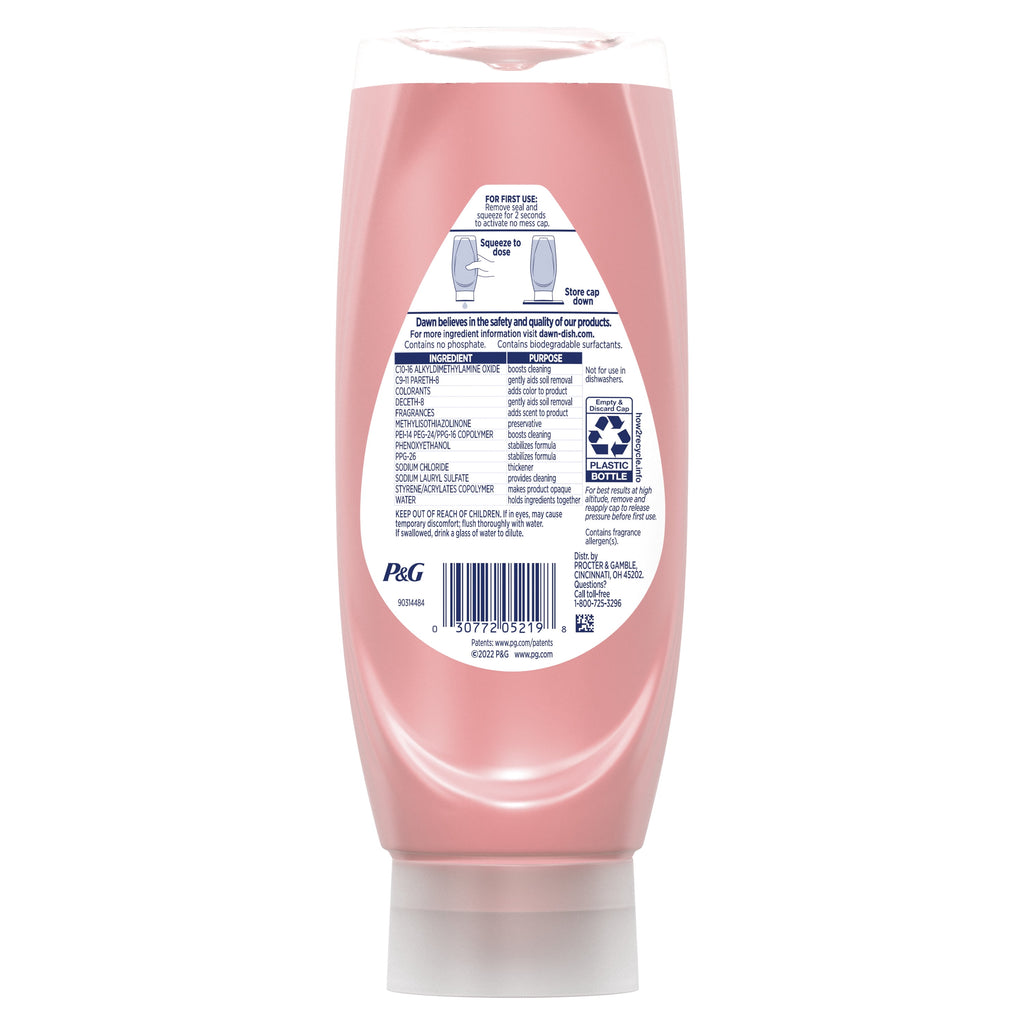 Dawn EZ-Squeeze Dishwashing Liquid Dish Soap - Pomegranate & Rose Water Scent, 18 fl oz