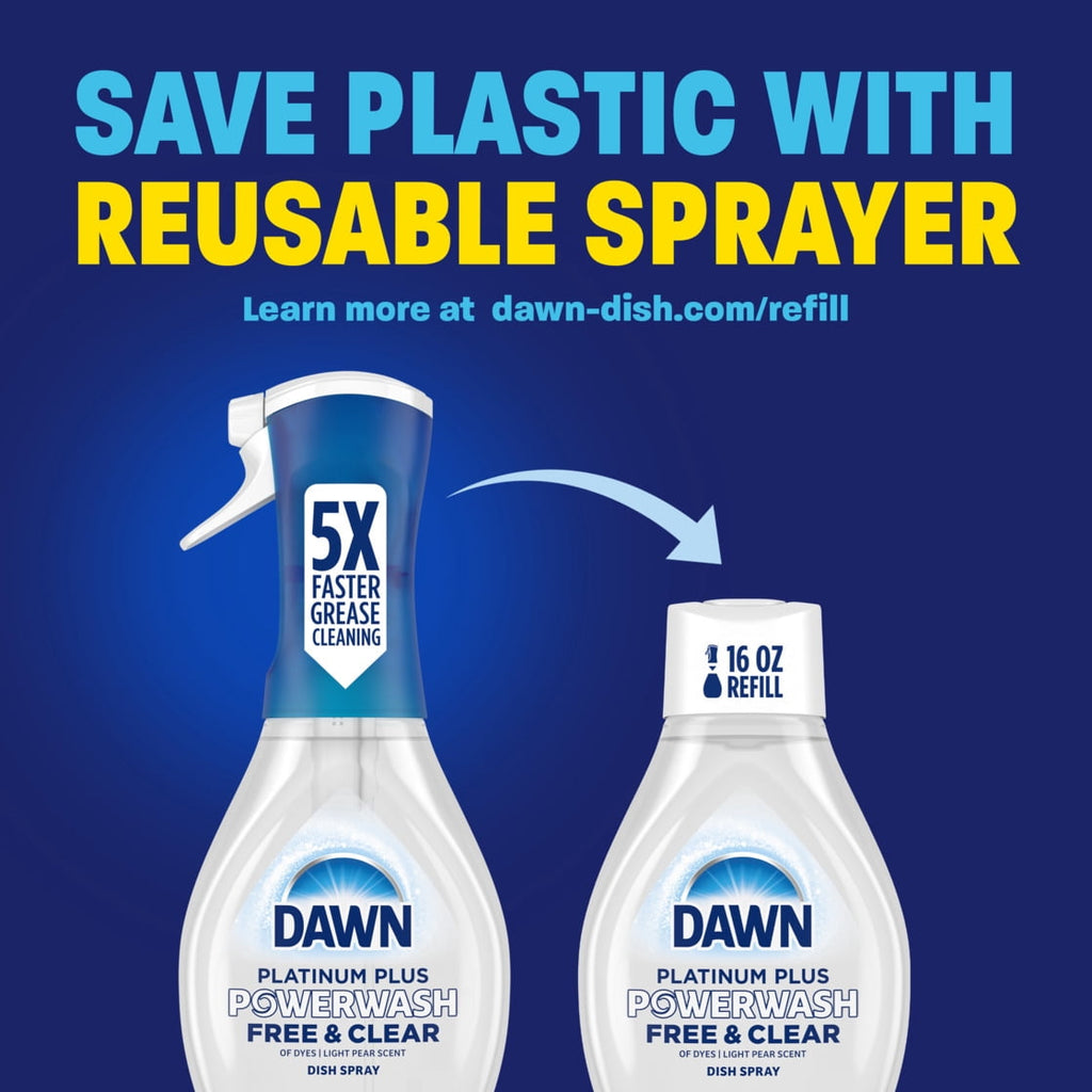 Dawn Powerwash Spray - Dish Soap, Dishwashing Liquid, Free & Clear, 1 Starter Kit, 16 Fl Oz - 6-Pack
