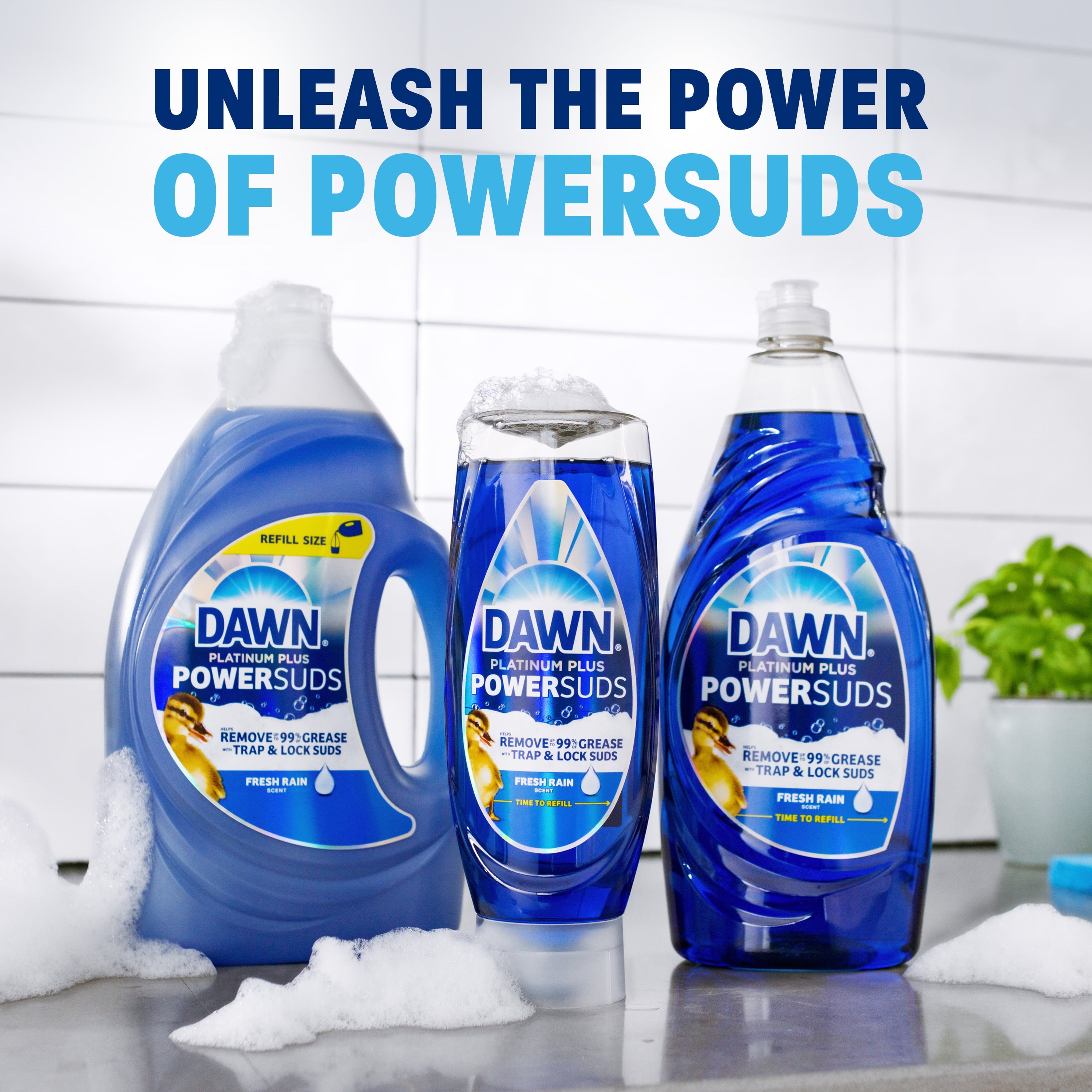 Dawn Platinum Plus PowerSuds Liquid Dish Soap - 17.4 oz. EZ-Squeeze Bottle