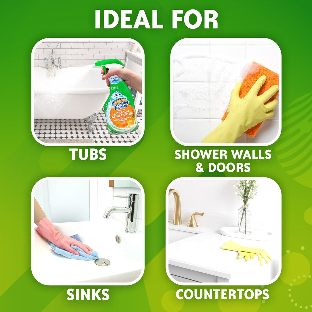 Scrubbing Bubbles Disinfectant Bathroom Shower & Tub Cleaner Grime Fighter Spray - Citrus, 32 oz