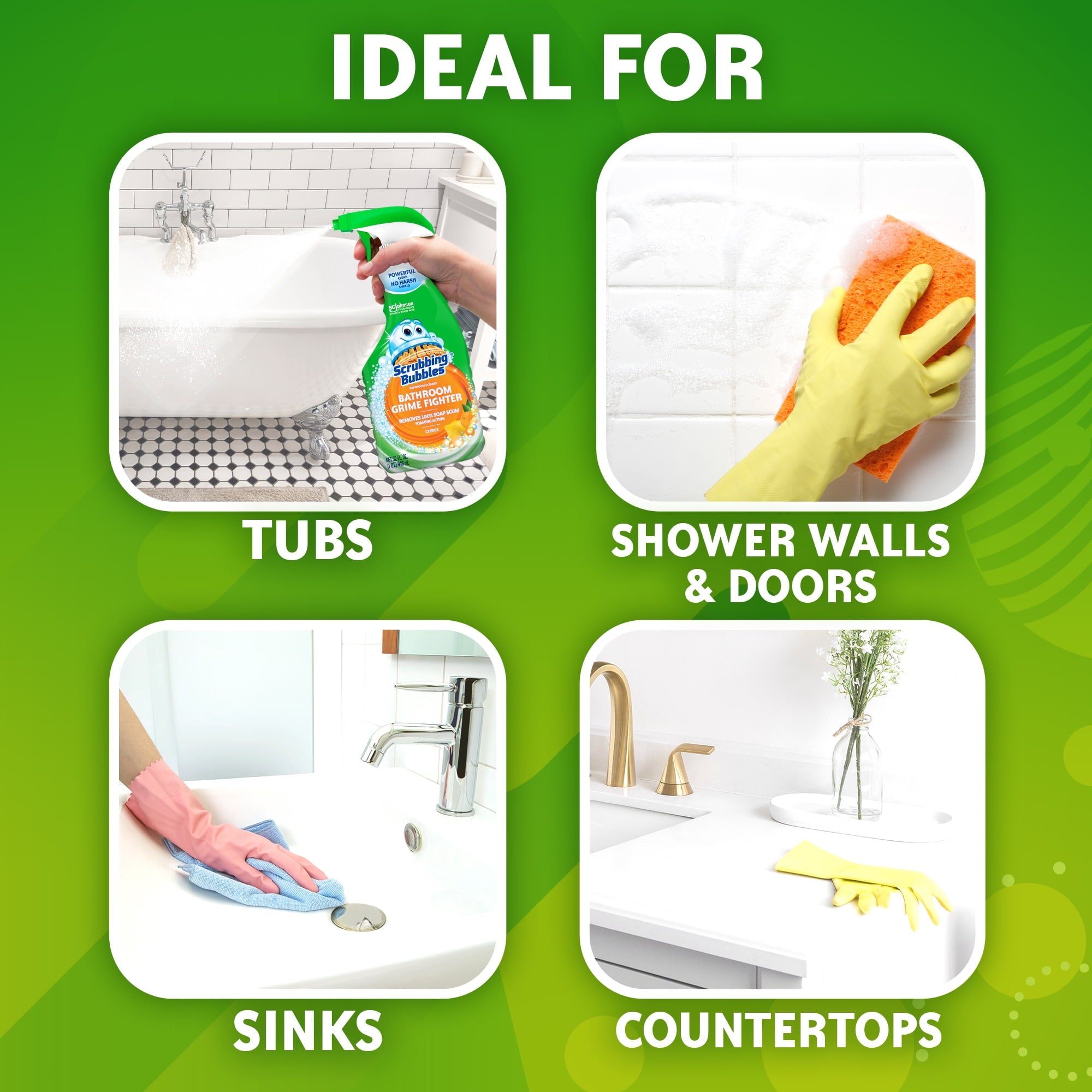 Scrubbing Bubbles Disinfectant Bathroom Shower & Tub Cleaner Grime Fighter Spray - Citrus, 32 oz