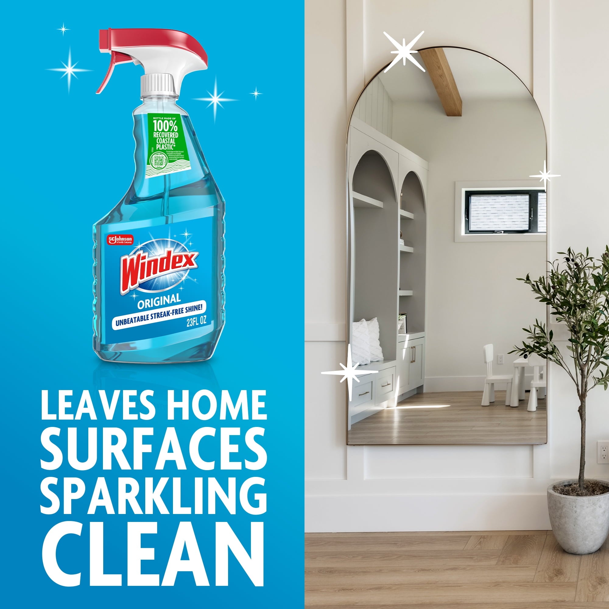 Windex Glass - Window, and Mirror Cleaner, Original Blue, Spray Bottle, 23 fl oz