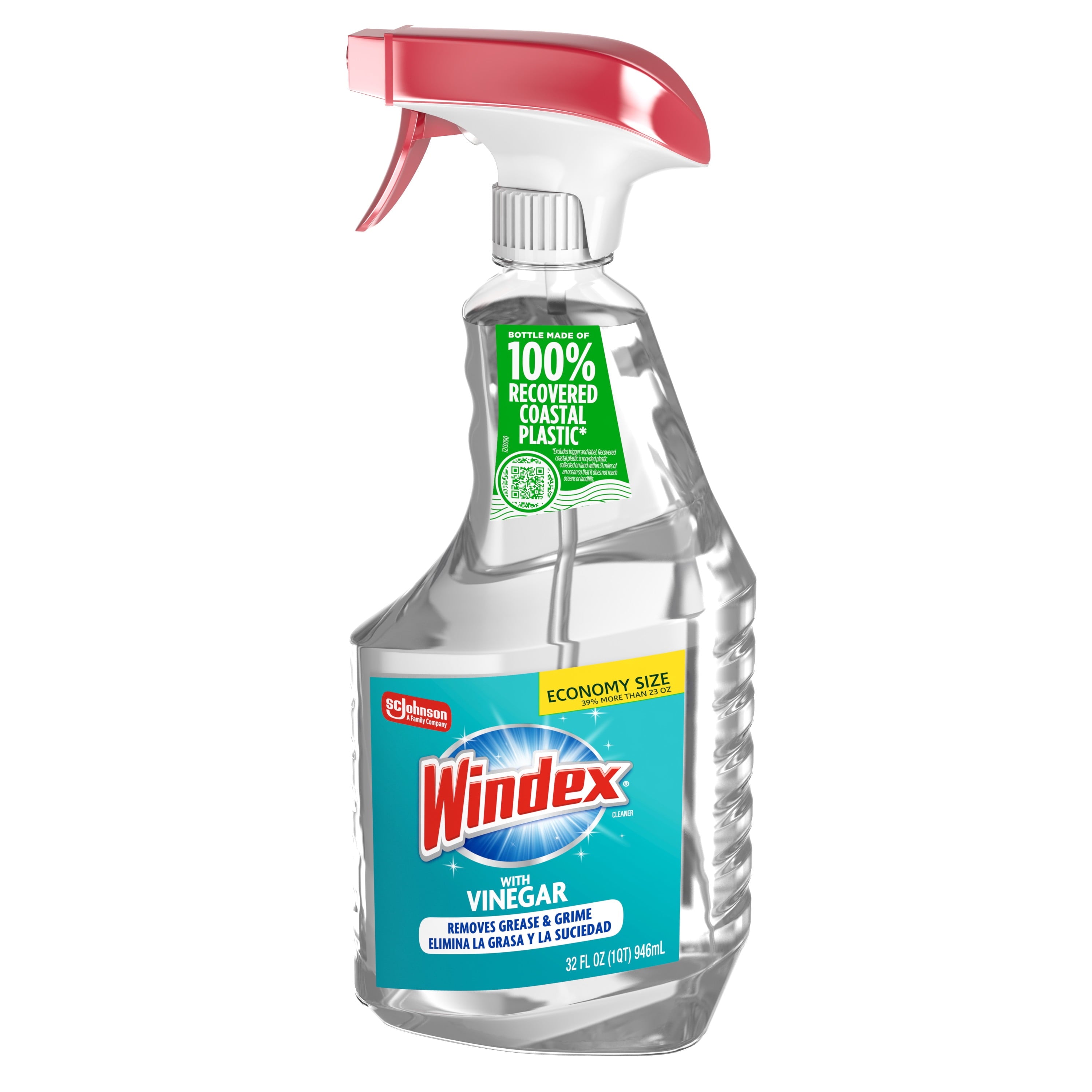 Windex with Vinegar Glass - Window, Mirror, and Glass Stove Top Cleaner, Spray Bottle, 32 fl oz