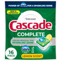 Cascade Complete Action Pacs - Dishwasher Detergent, Lemon, 16 Count