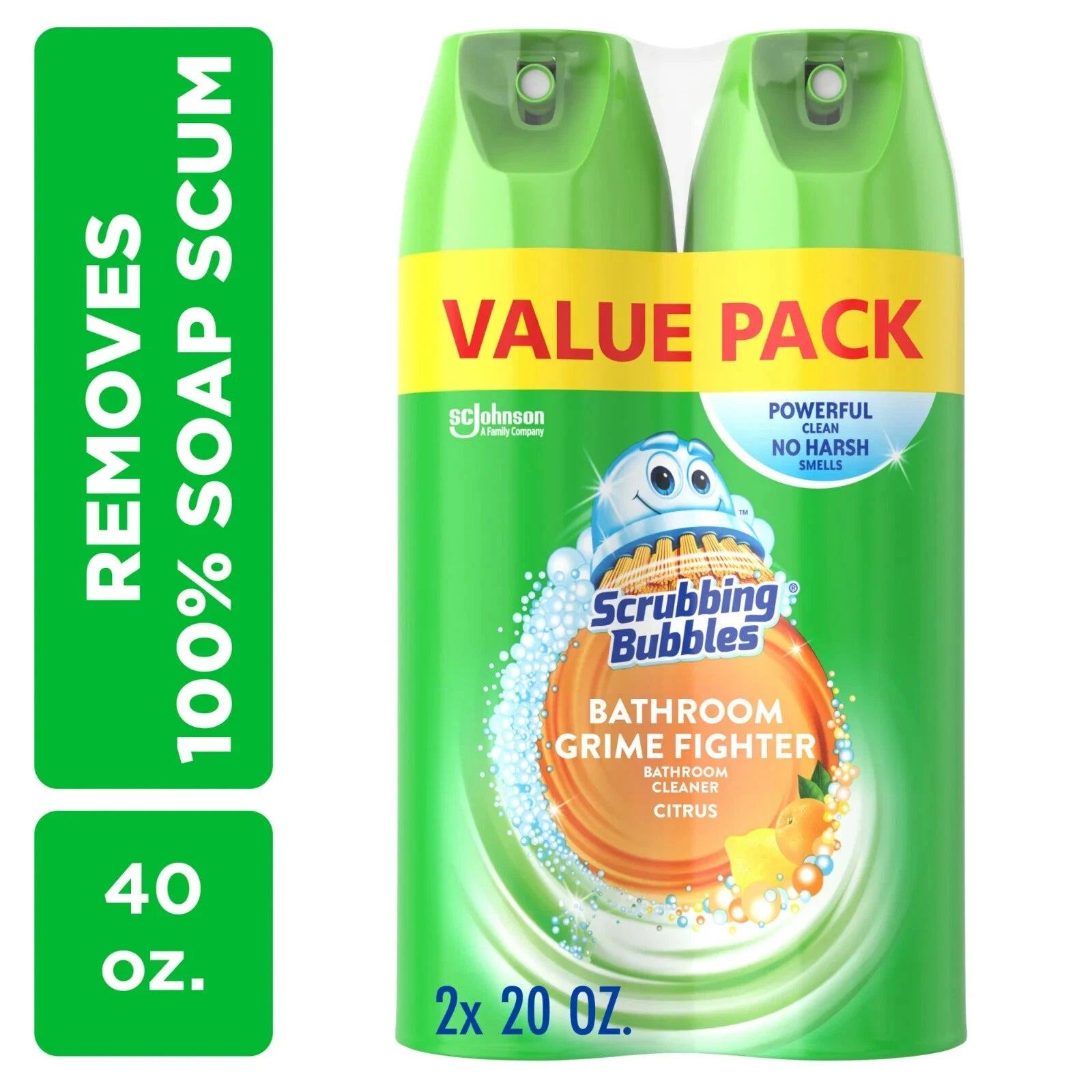 FLINT - ?Scrubbing Bubbles Bathroom Grime Fighter Cleaner - Citrus, 20 Oz, 2 Count