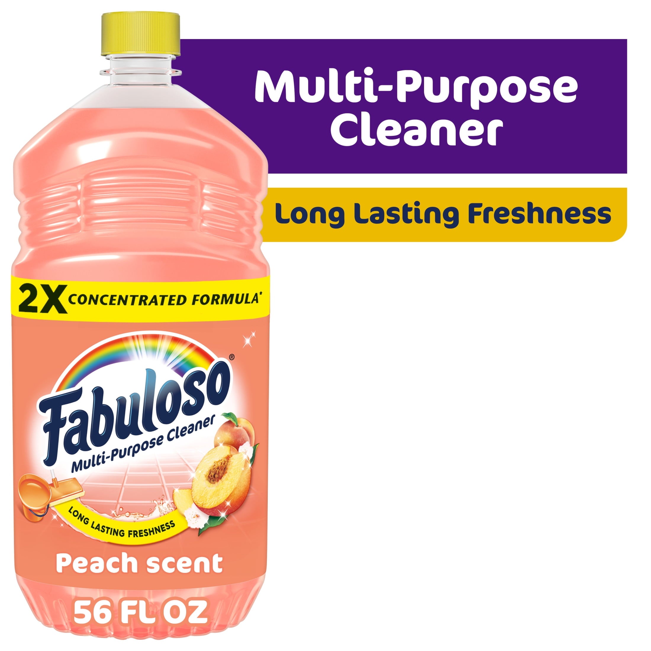 Fabuloso 2X Multi-Purpose Cleaner - No Rinse Floor Cleaner, Peach Scent, 56 fl oz