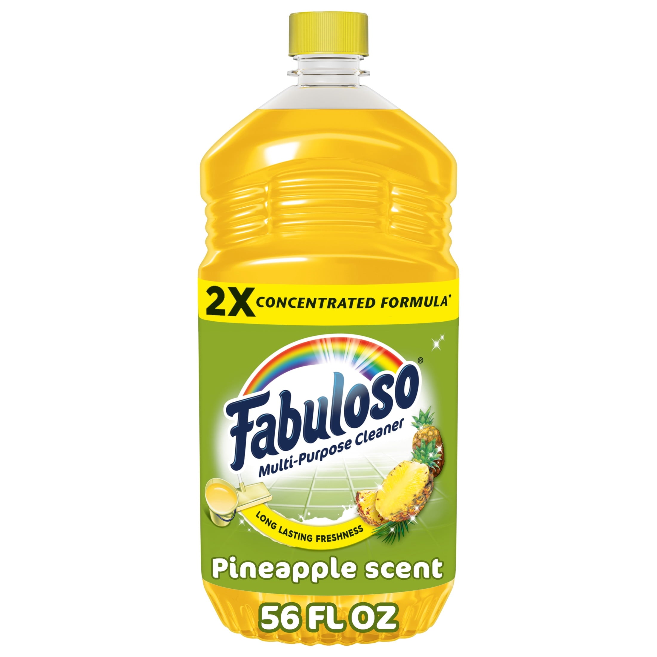 Fabuloso 2X Multi-Purpose Cleaner - No Rinse Floor Cleaner, Long-Lasting Freshness, Pineapple Scent, 56 fl oz