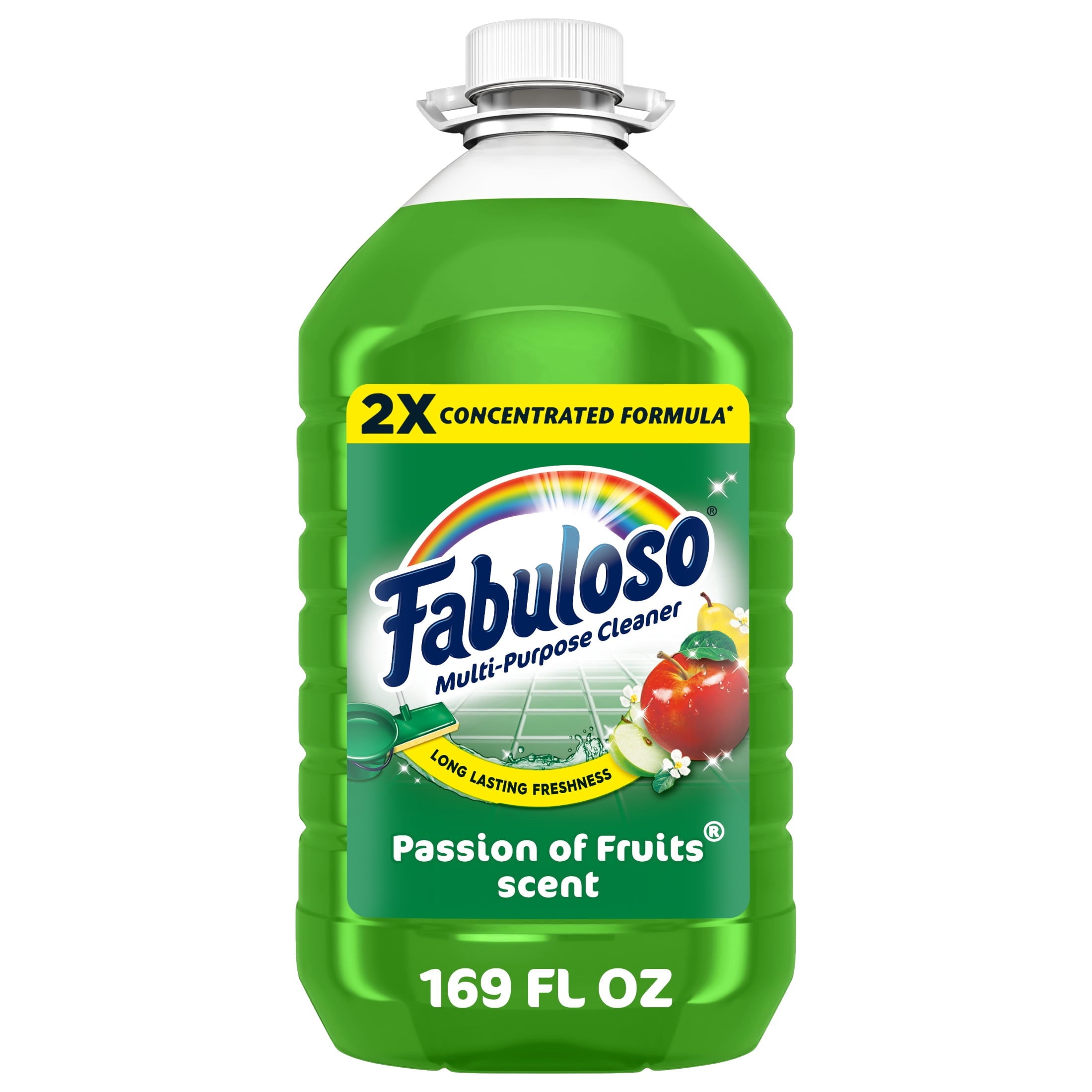 Fabuloso 2X Multi-Purpose Cleaner - No Rinse Floor Cleaner, Passion of Fruits Scent, 169 fl oz