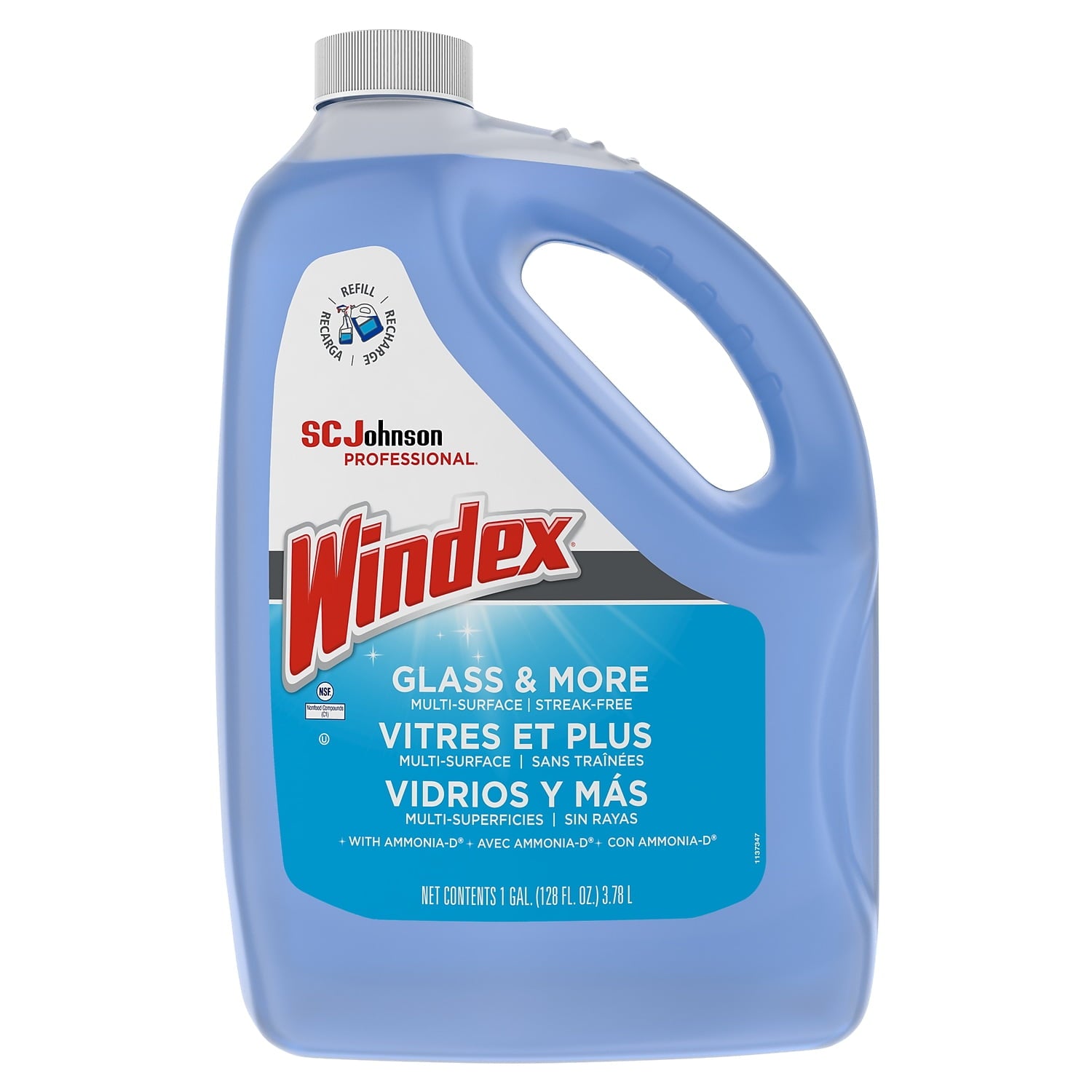 Glass Cleaner With Ammonia-D - 1 Gal Bottle, 4/Carton