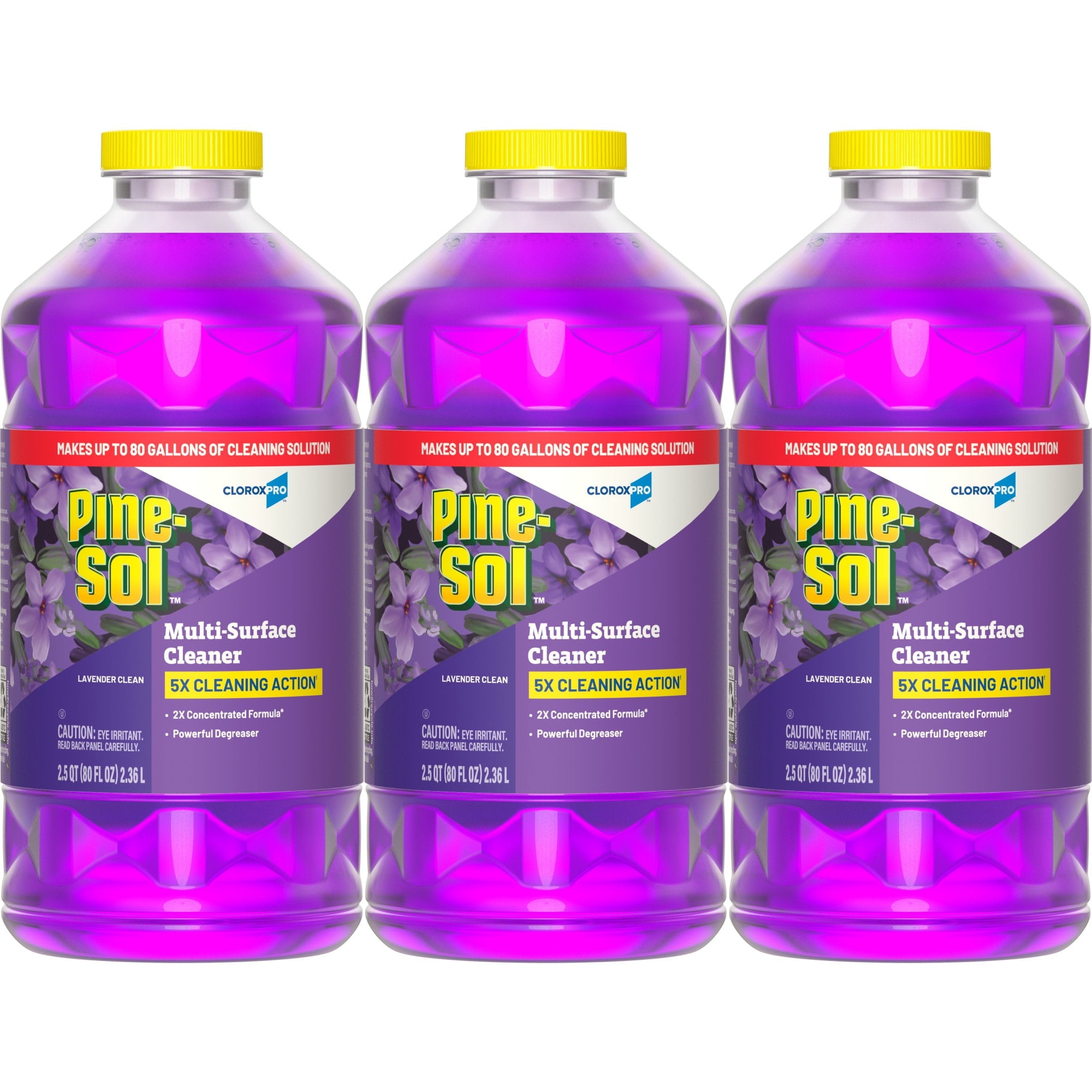 Pine-Sol Multi-Surface Cleaner - CloroxPro, All-Purpose Cleaner, Lavender Clean, 80 Fluid Ounces, Pack of 3 (60608)