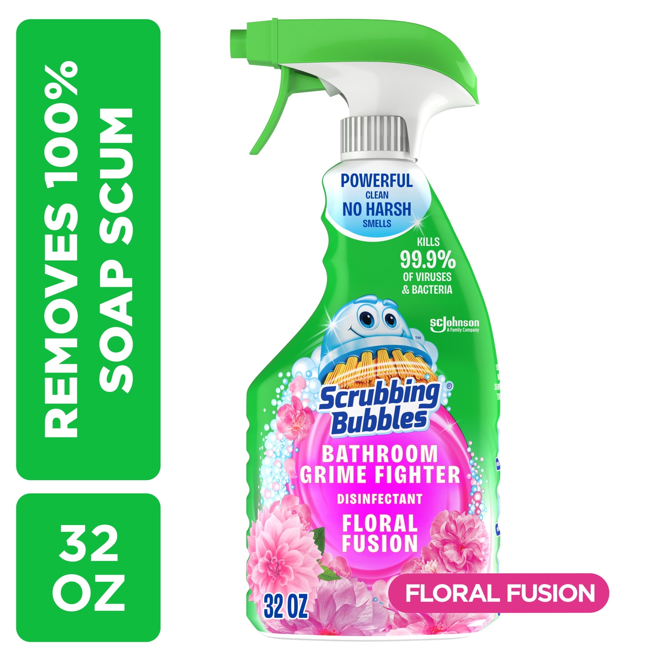 Scrubbing Bubbles Disinfectant Bathroom Shower & Tub Cleaner Grime Fighter Spray - Floral Fusion, 32 oz