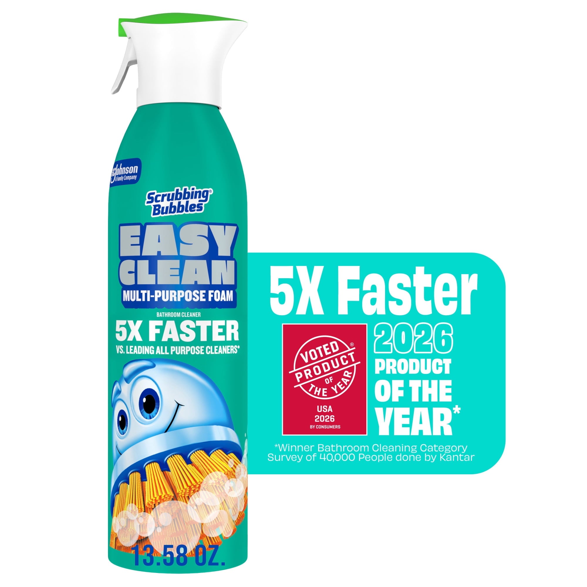 Scrubbing Bubbles Easy Clean Multi-Purpose Bathroom Shower & Tub Cleaner and All-Purpose Cleaner - Aerosol Spray, 13.58 oz