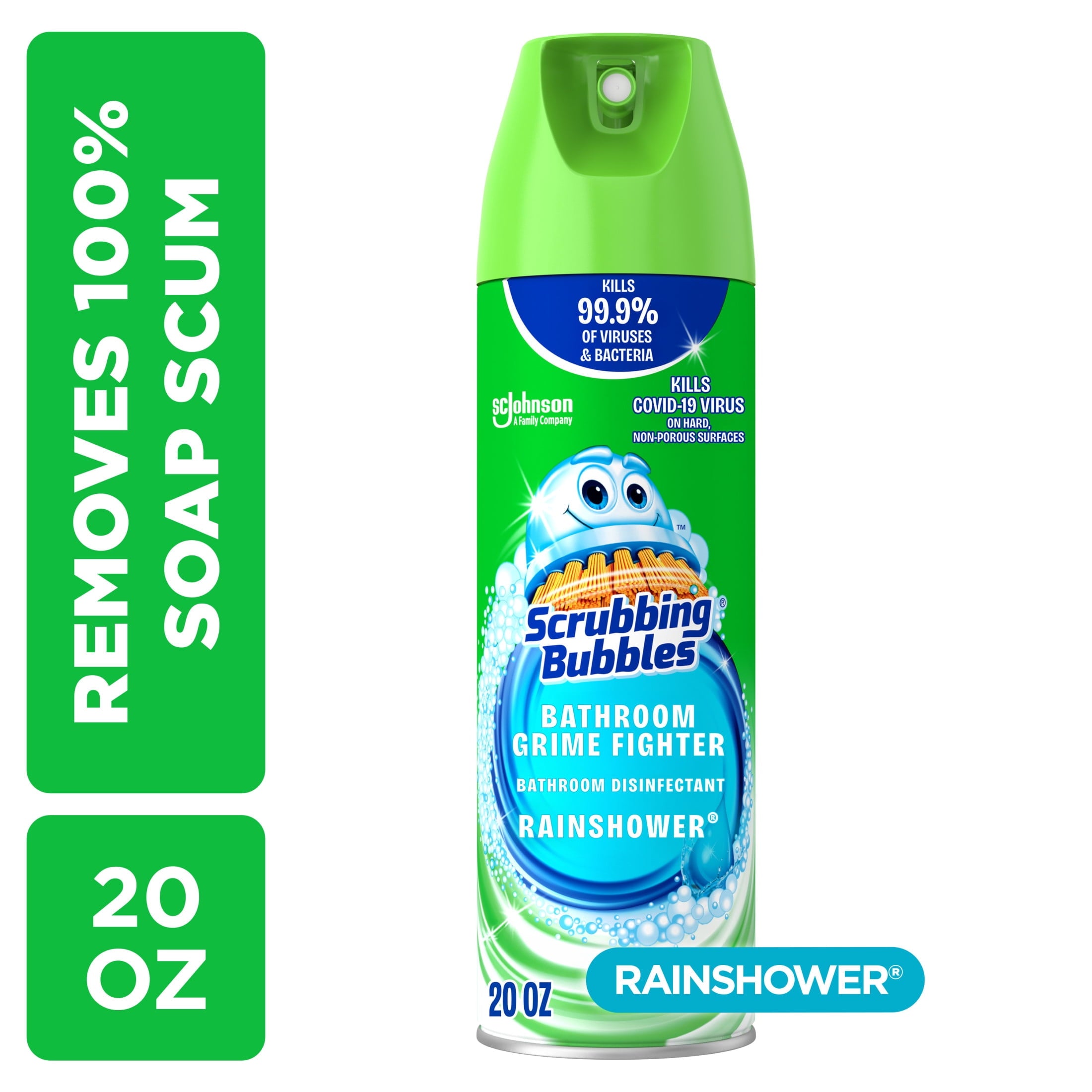 Scrubbing Bubbles Disinfectant Bathroom Shower & Tub Cleaner Grime Fighter Aerosol Spray - Rainshower, 20 oz