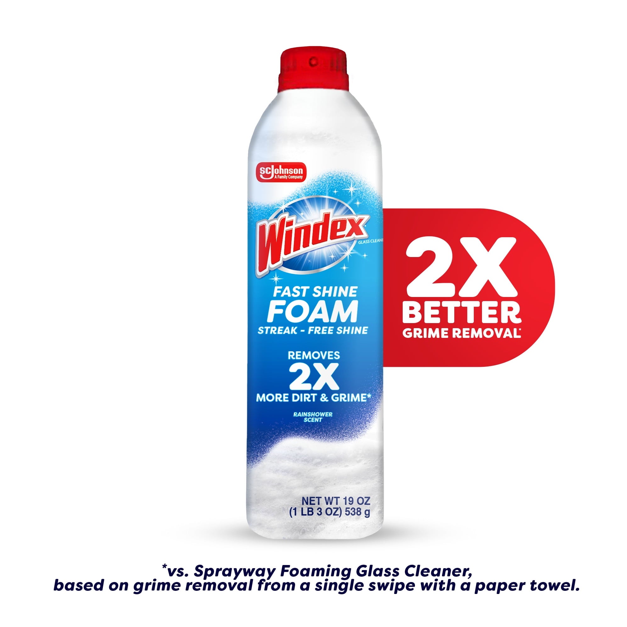 Windex Fast Shine Foam Glass - Window, and Mirror All-Purpose Cleaner, No-Drip Aerosol Cleaning Spray, 19 oz