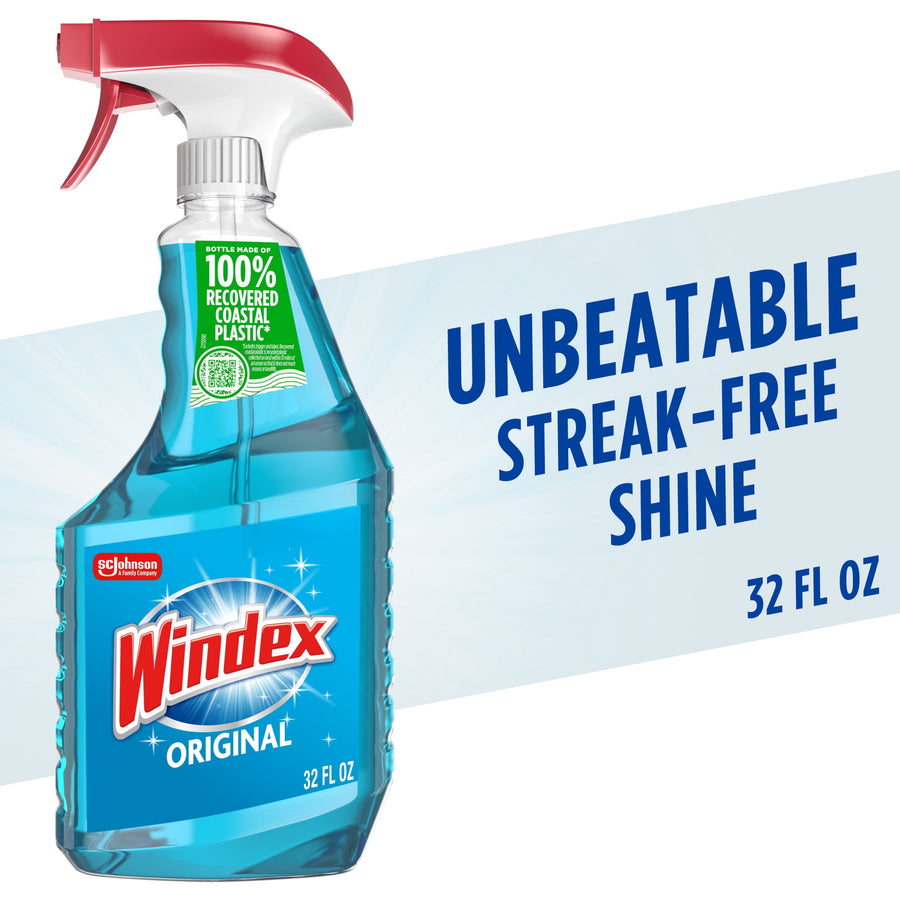 Windex Glass - Window, and Mirror Cleaner, Original Blue, Spray Bottle, 32 fl oz.