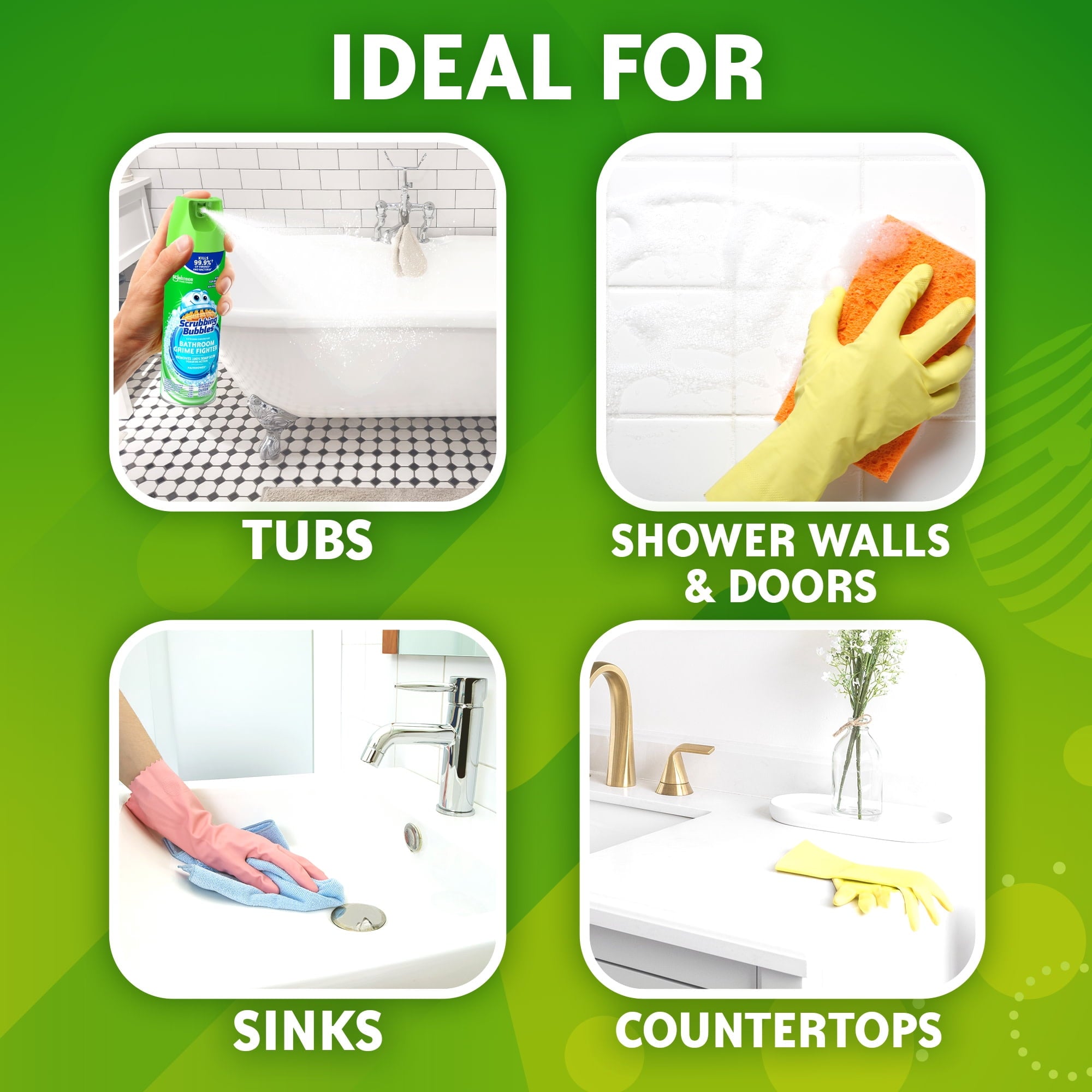 Scrubbing Bubbles Disinfectant Bathroom Shower & Tub Cleaner Grime Fighter Aerosol Spray - Rainshower, 20 oz