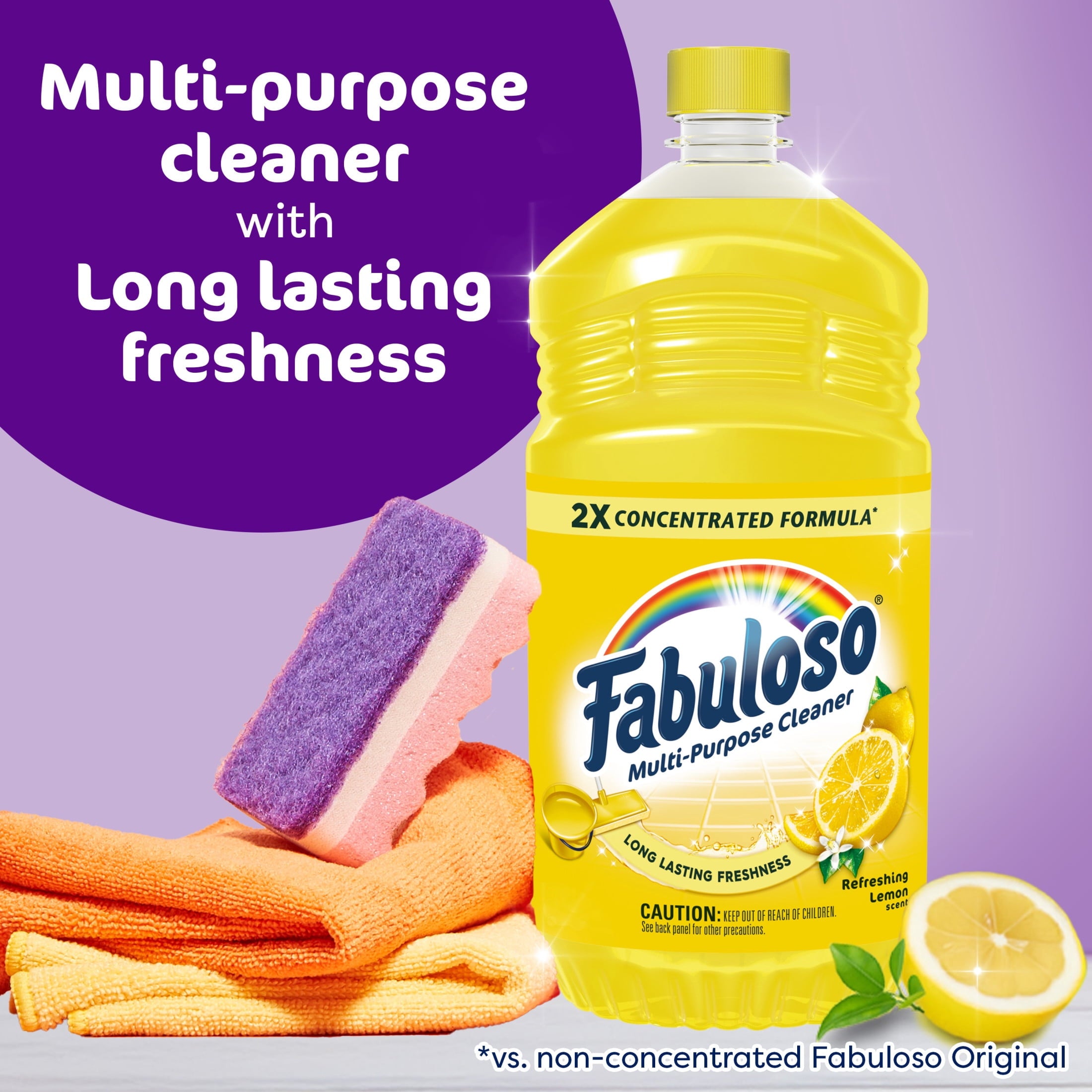 Fabuloso 2X Multi-Purpose Cleaner - No Rinse Floor Cleaner, Refreshing Lemon Scent, 56 fl oz