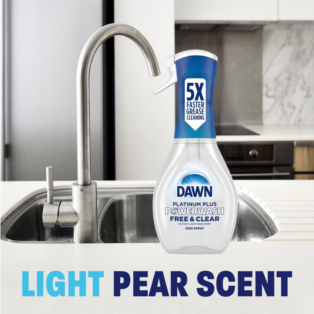 Dawn Powerwash Spray - Dish Soap, Dishwashing Liquid, Free & Clear, 1 Starter Kit, 16 Fl Oz - 3-Pack