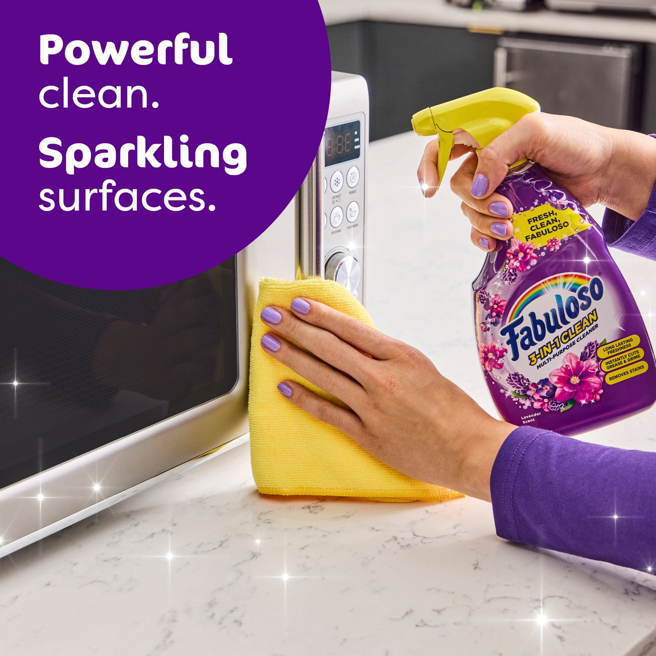Fabuloso 3-in-1 Clean Spray - Multi-Purpose Cleaner, Lavender Scent, 25.3 fl oz