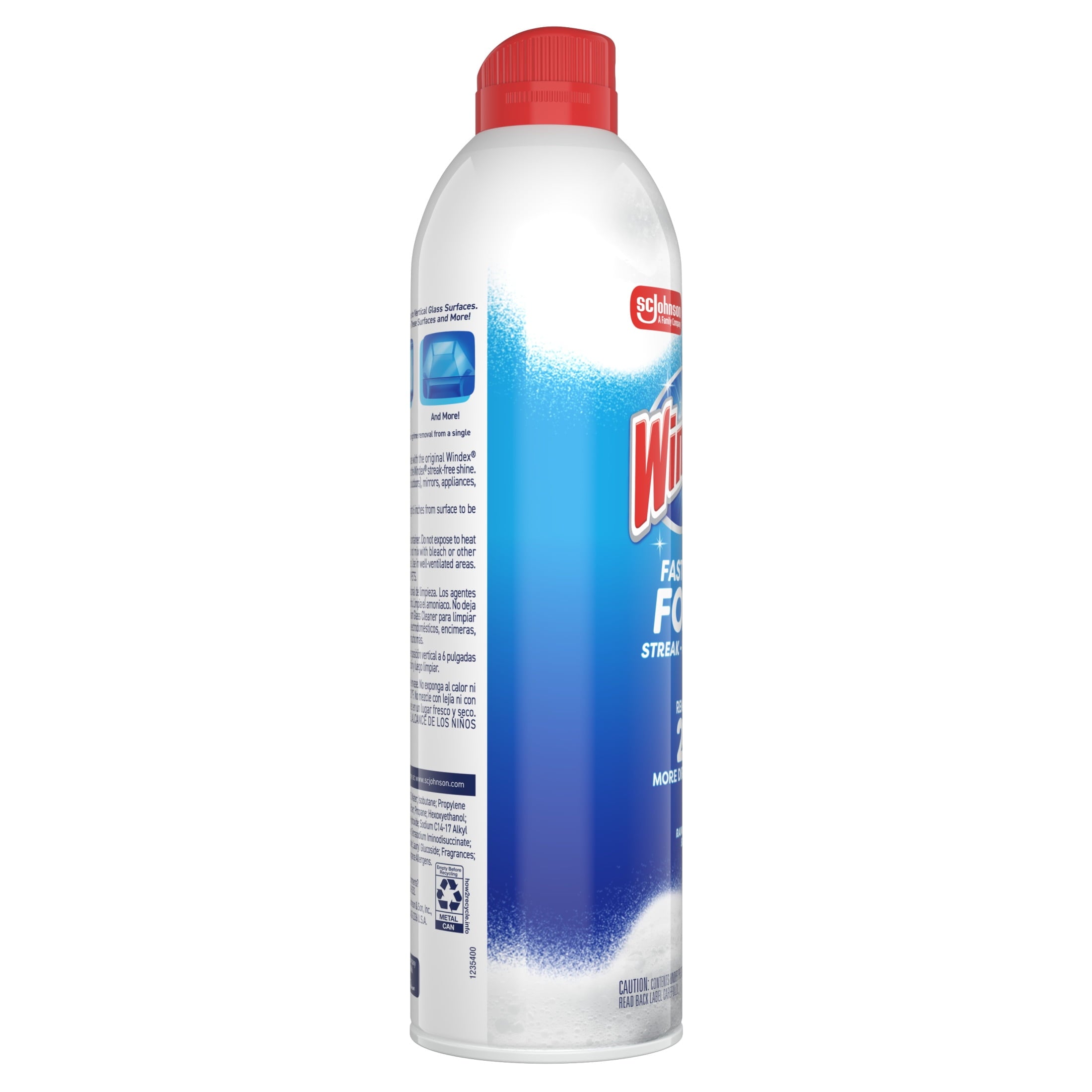 Windex Fast Shine Foam Glass - Window, and Mirror All-Purpose Cleaner, No-Drip Aerosol Cleaning Spray, 19 oz