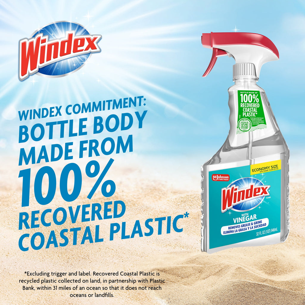 Windex with Vinegar Glass - Window, Mirror, and Glass Stove Top Cleaner, Spray Bottle, 32 fl oz