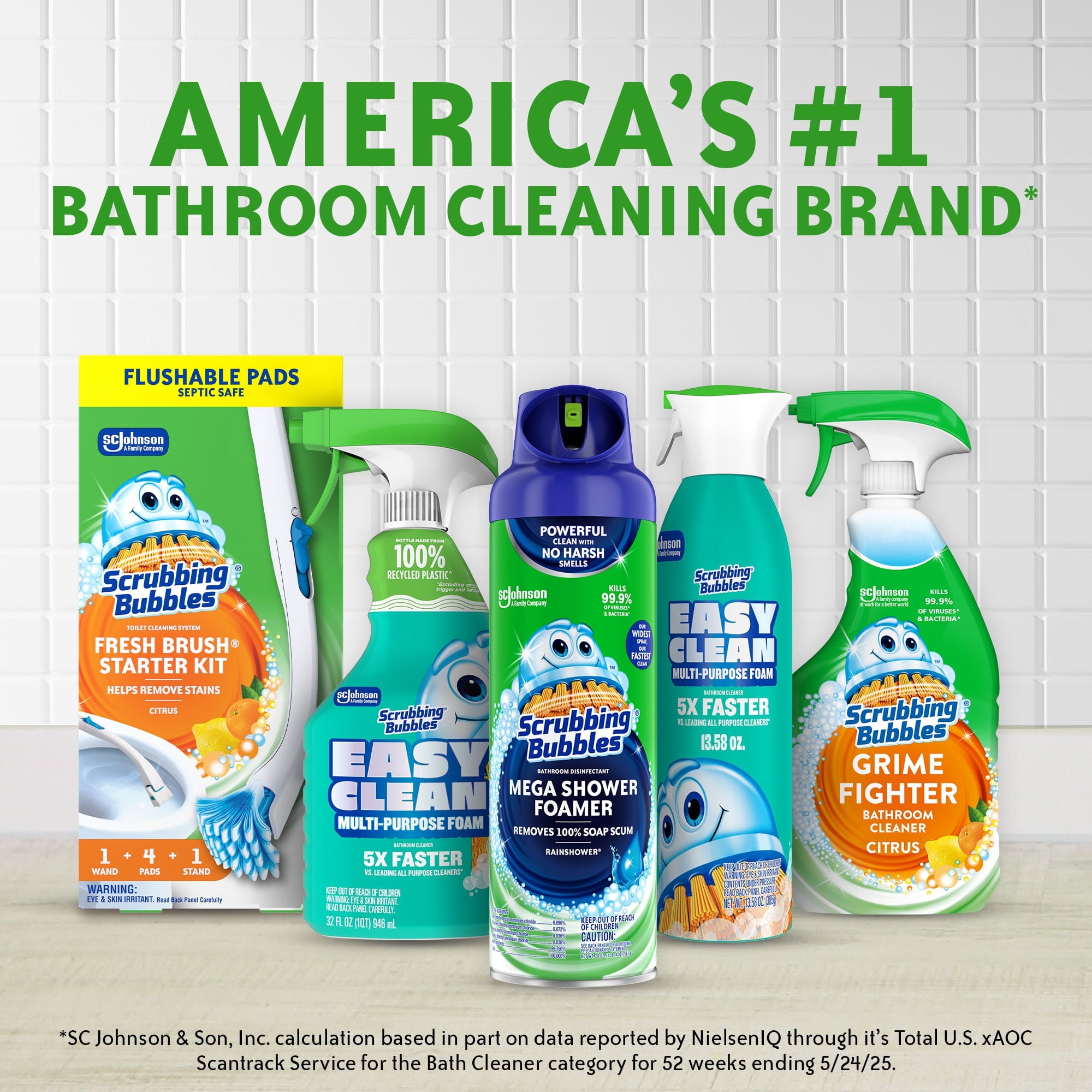 Scrubbing Bubbles Automatic Toilet Bowl Cleaner - Fresh Gel Cleaning Stamp, Rainshower, Dispenser & 6 Gel Stamps