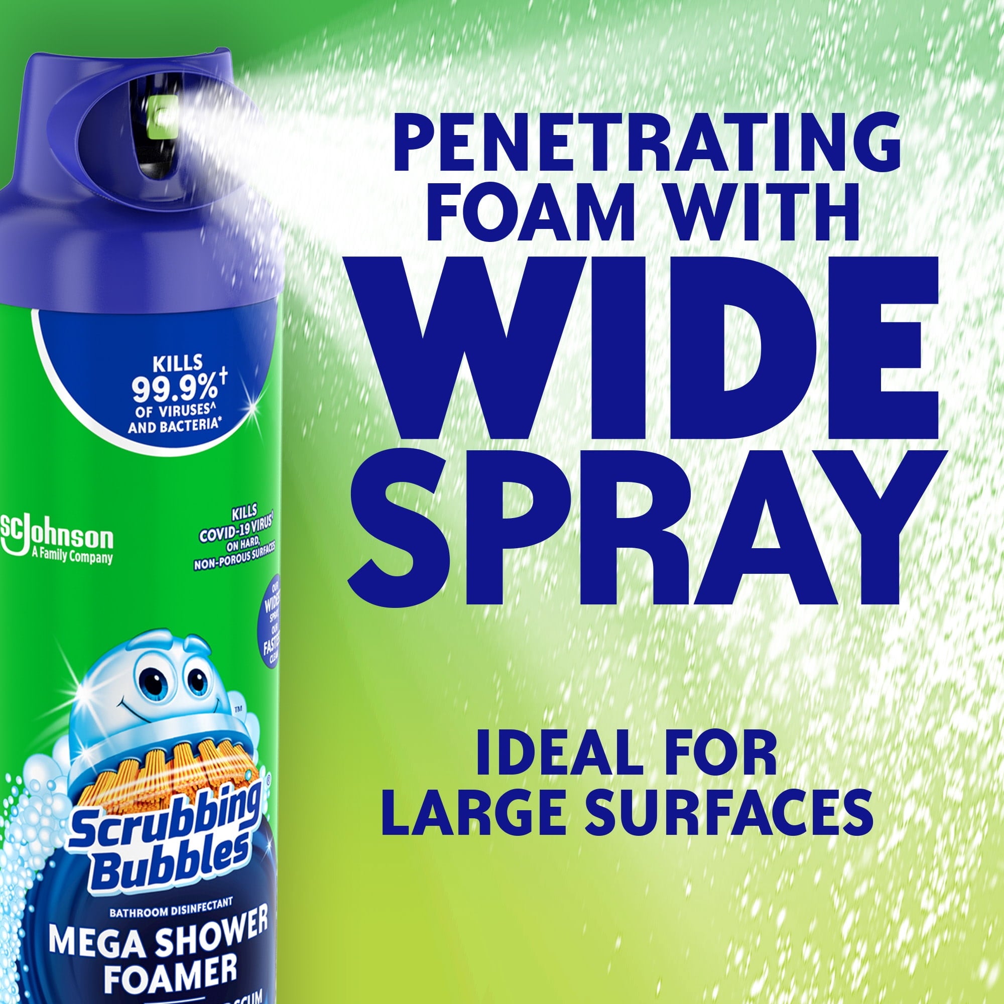 Scrubbing Bubbles Mega Shower Foamer Aerosol - Tough Foaming Bathroom, Tile, Shower & Tub Disinfectant Cleaner, Rainshower, 20 oz