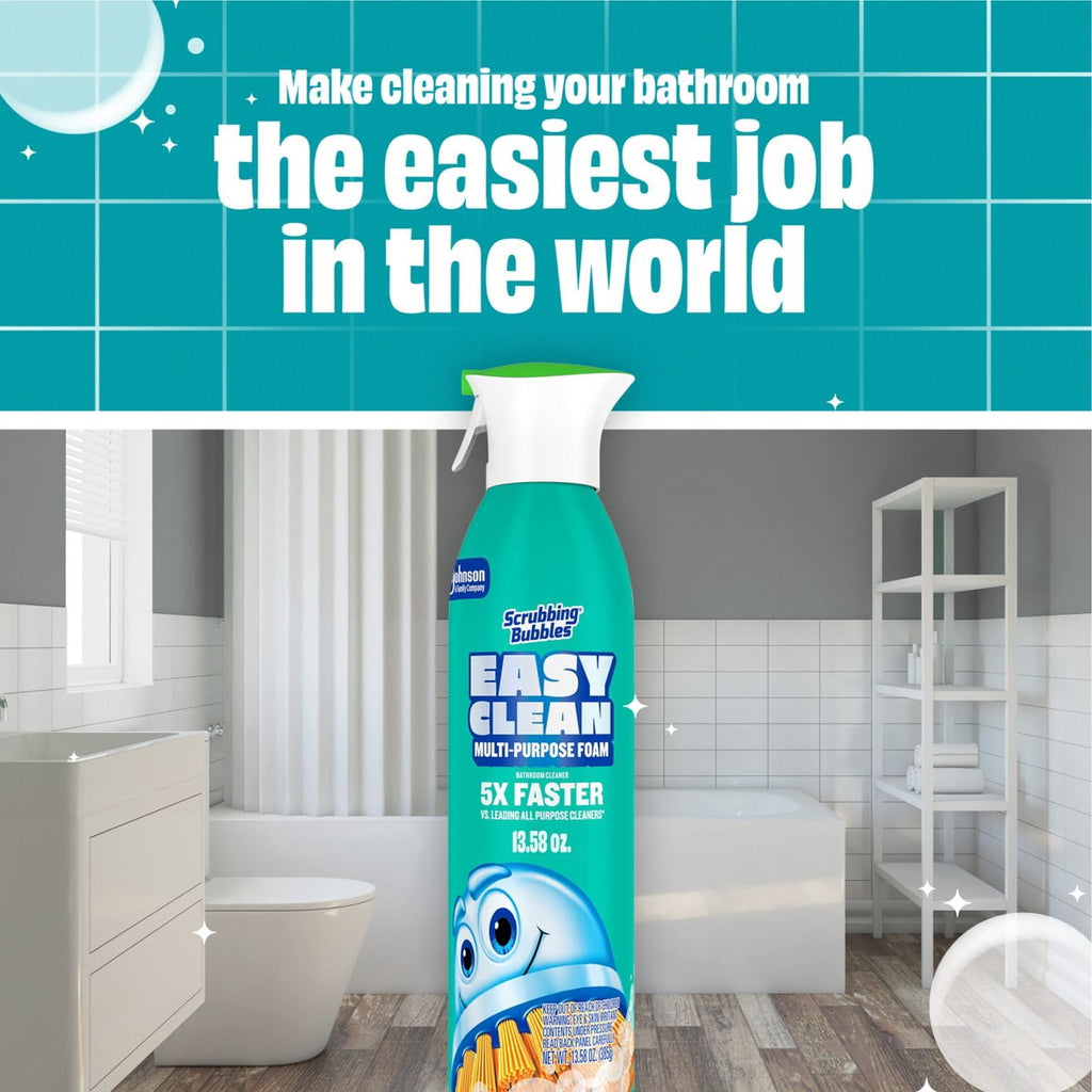 Scrubbing Bubbles Easy Clean Multi-Purpose Bathroom Foam Cleaner Aerosol - 13.58oz: Phosphorus-Free - For Shower and Toilet, Chrome and Porcelain Safe
