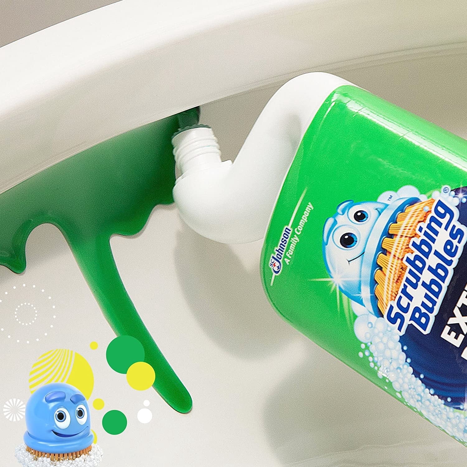 Scrubbing Bubbles Toilet Bowl Cleaner and Power Stain Destroyer - Removes Limescale, Hard Water, and Stains. Extended Neck to ensure Freshness, Rainshower Scent, 24 oz - 3-Pack