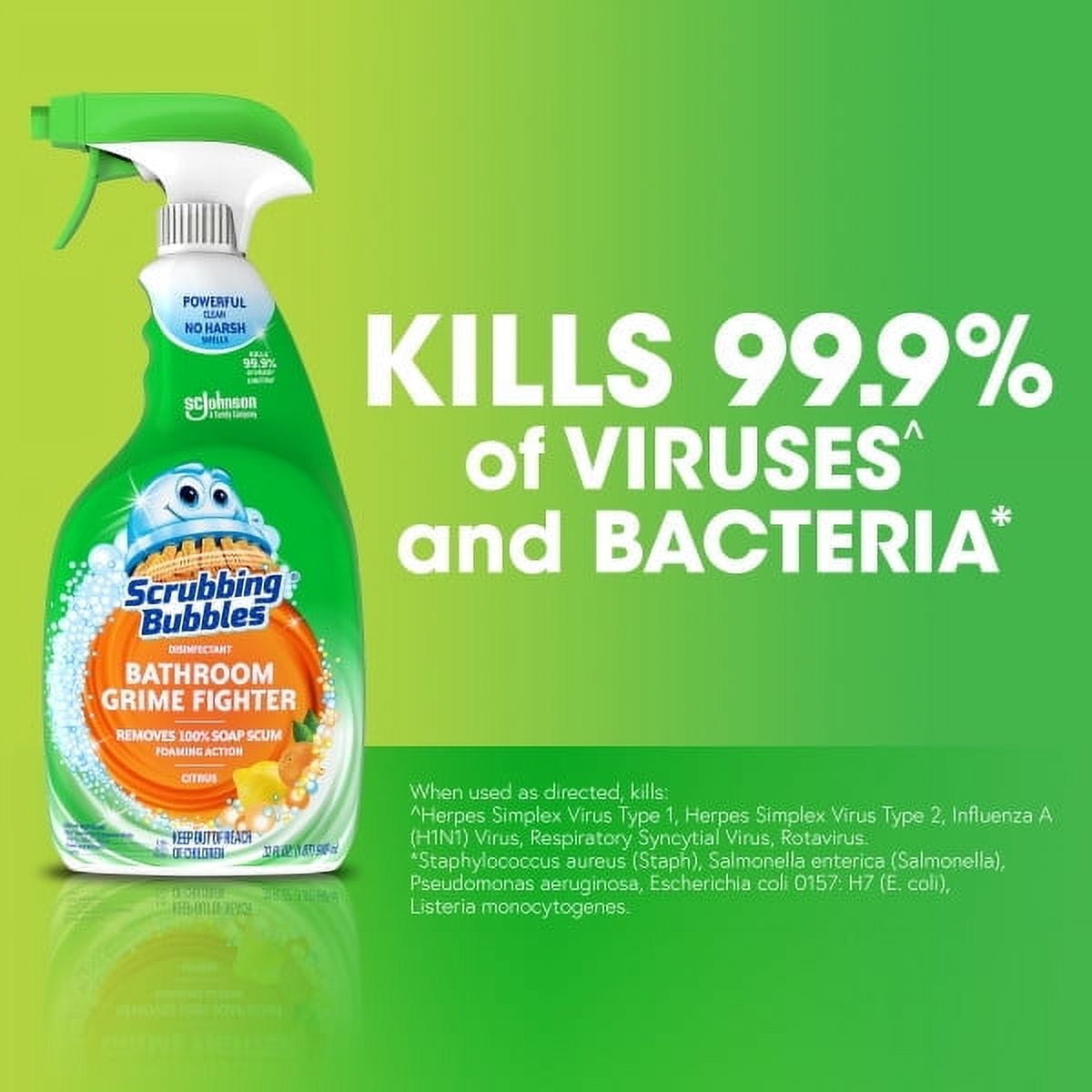Scrubbing Bubbles Disinfectant Bathroom Grime Fighter Spray - Citrus, 32 fl oz, Pack of 6