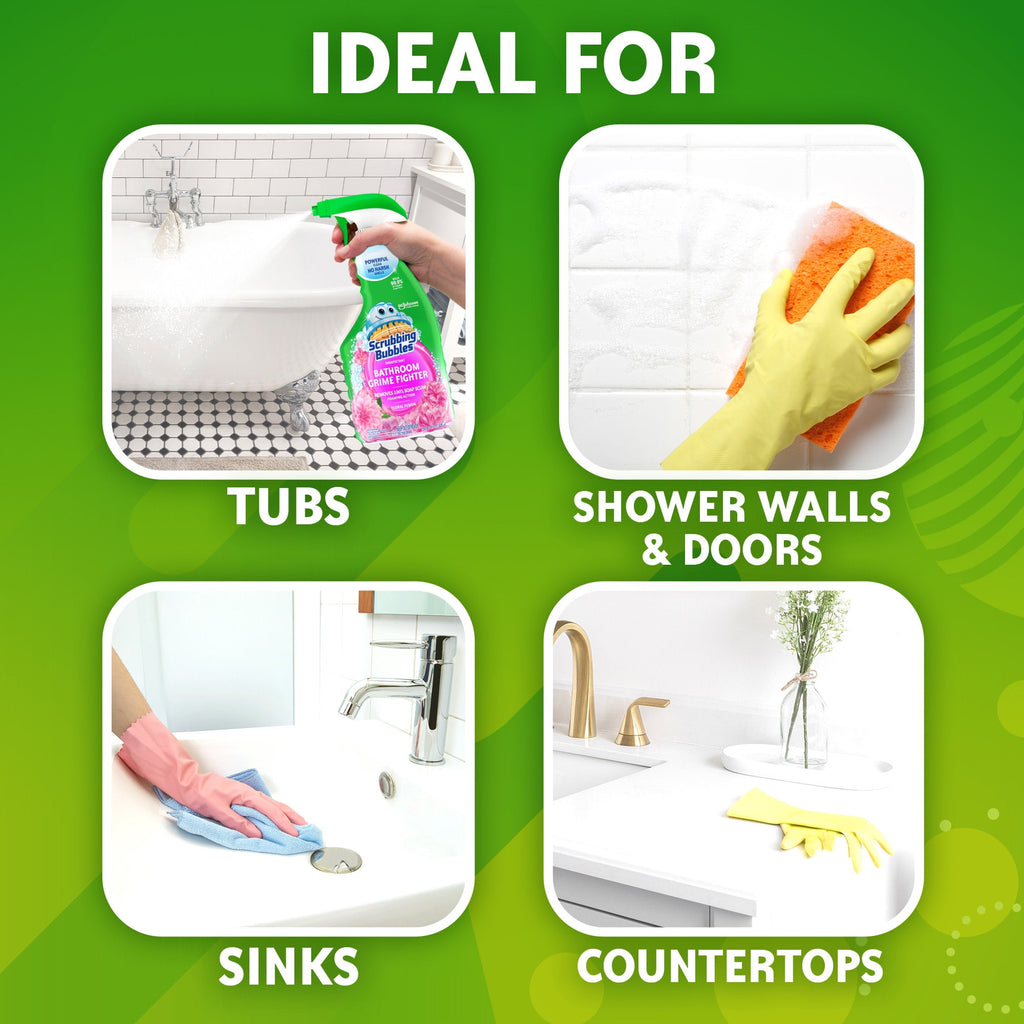 Scrubbing Bubbles Disinfectant Bathroom Shower & Tub Cleaner Grime Fighter Spray - Floral Fusion, 32 oz