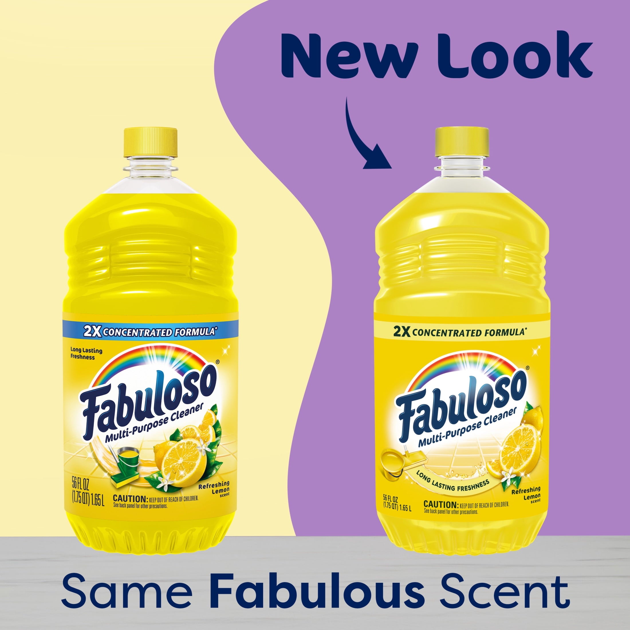 Fabuloso 2X Multi-Purpose Cleaner - No Rinse Floor Cleaner, Refreshing Lemon Scent, 56 fl oz