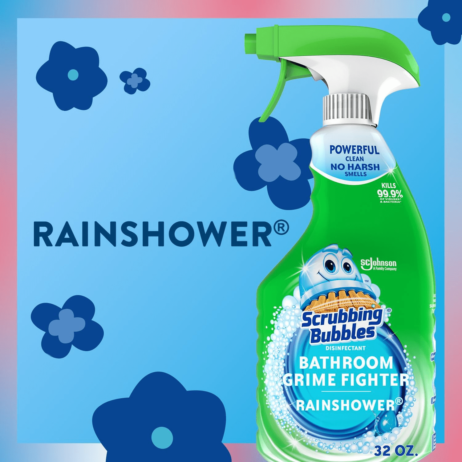 Scrubbing Bubbles Flowers & Showers - Bathroom Grime Fighter Spray, Rainshower, Petal Paradise, and Floral Fusion, 32 oz., 3 pk.