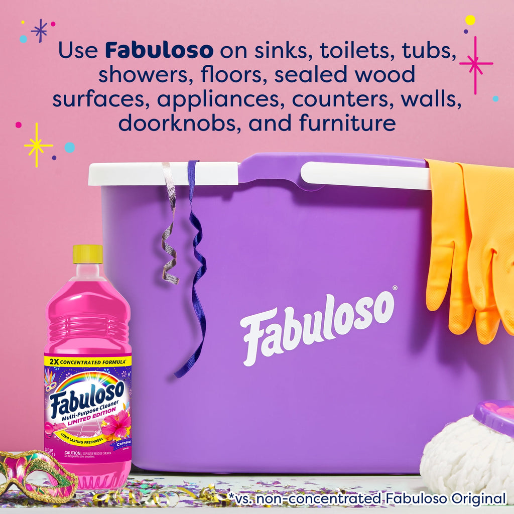 Fabuloso Multi-Purpose Cleaner - 2X Concentrated Formula, Limited Edition, Carnaval Scent, 33.8 fl oz
