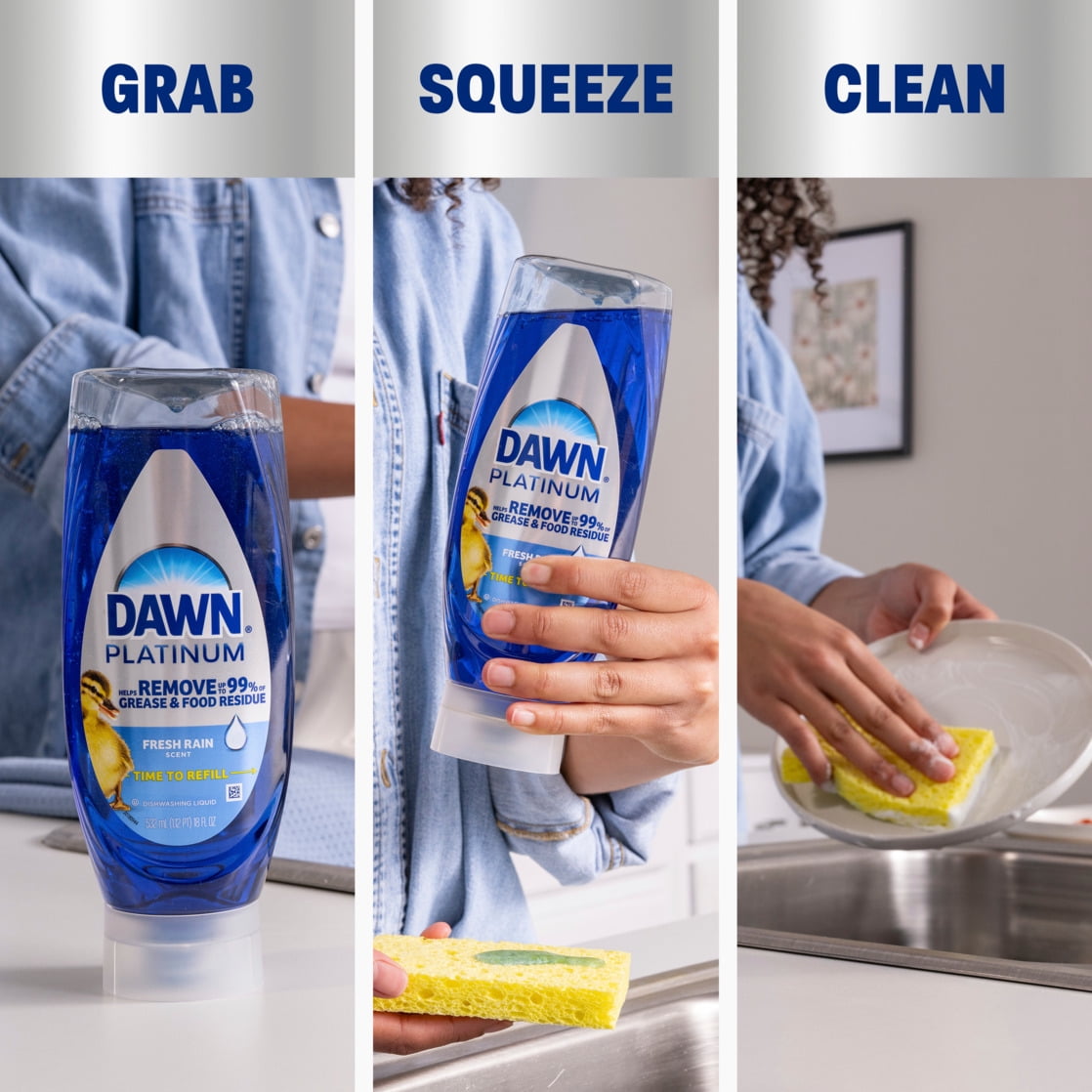Dawn Platinum EZ Squueze Dish Soap Bleach Alternative Clean Lemon