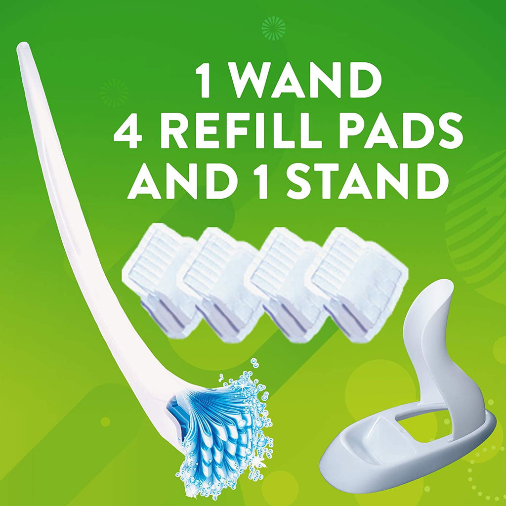 Scrubbing Bubbles Fresh Brush Toilet Bowl Cleaning System Starter Kit - Stain Removing, Citrus Action Scent, Includes: Wand + 4 Refills + 1 Stand